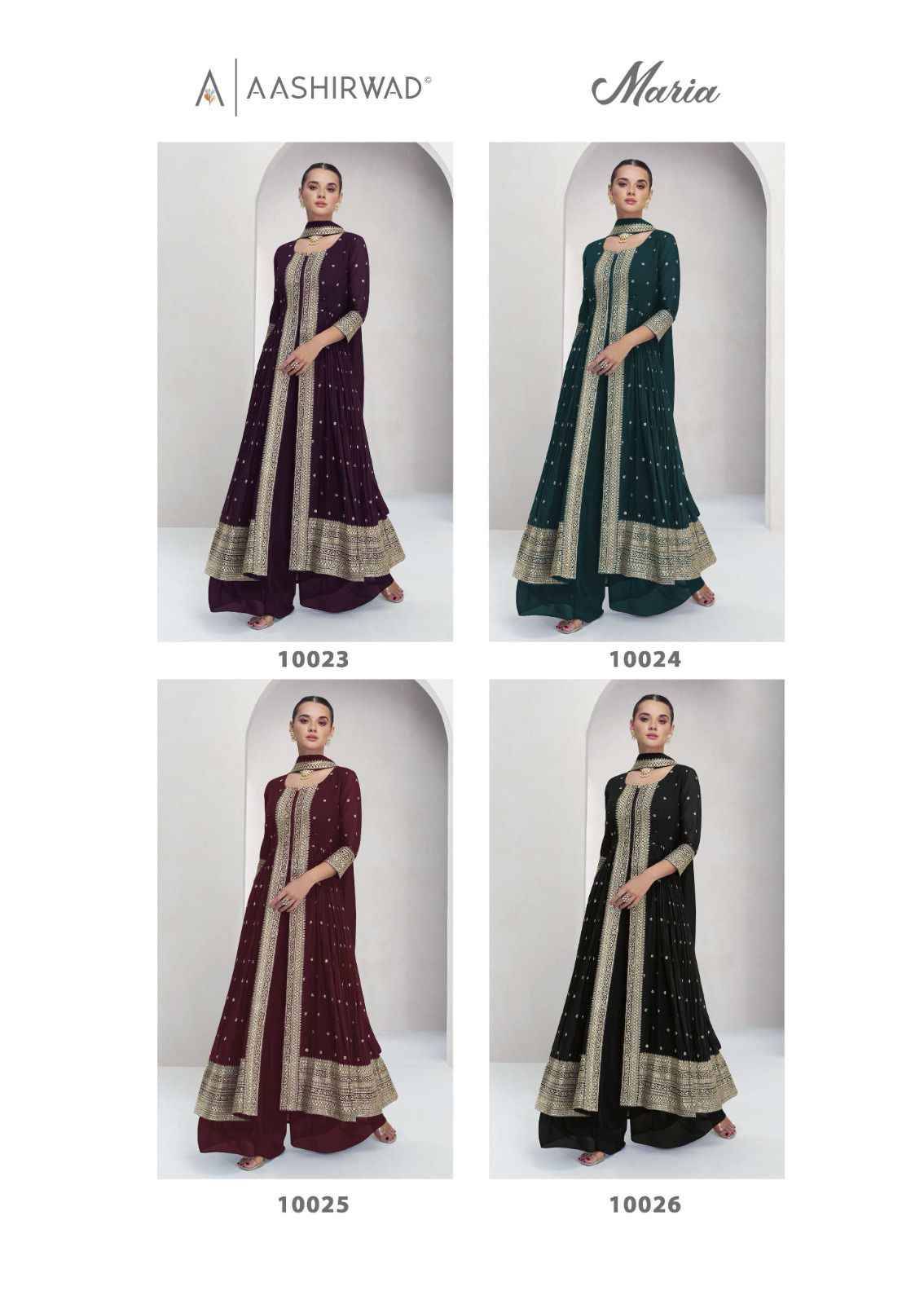 Maria By Aashirwad Creation 10023 To 10026 Series Beautiful Festive Suits Colorful Stylish Fancy Casual Wear & Ethnic Wear Georgette Dresses At Wholesale Price