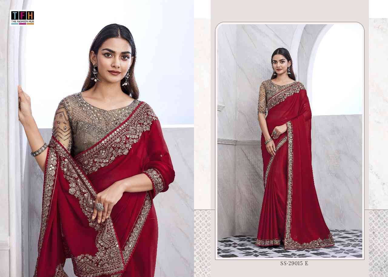 Silver Screen 29015 Colours By TFH 29015-A To 29015-F Series Indian Traditional Wear Collection Beautiful Stylish Fancy Colorful Party Wear & Occasional Wear Chiffon Silk Sarees At Wholesale Price