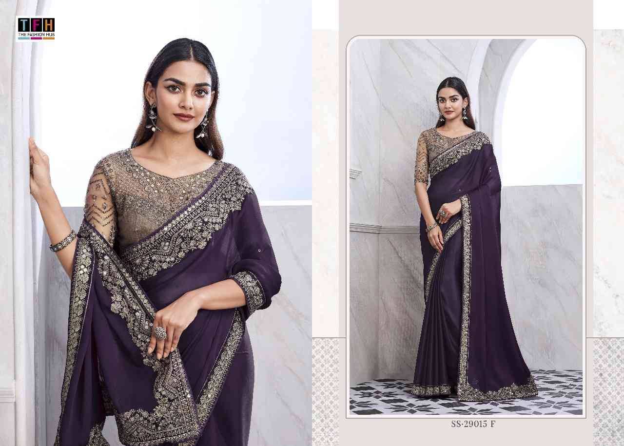 Silver Screen 29015 Colours By TFH 29015-A To 29015-F Series Indian Traditional Wear Collection Beautiful Stylish Fancy Colorful Party Wear & Occasional Wear Chiffon Silk Sarees At Wholesale Price