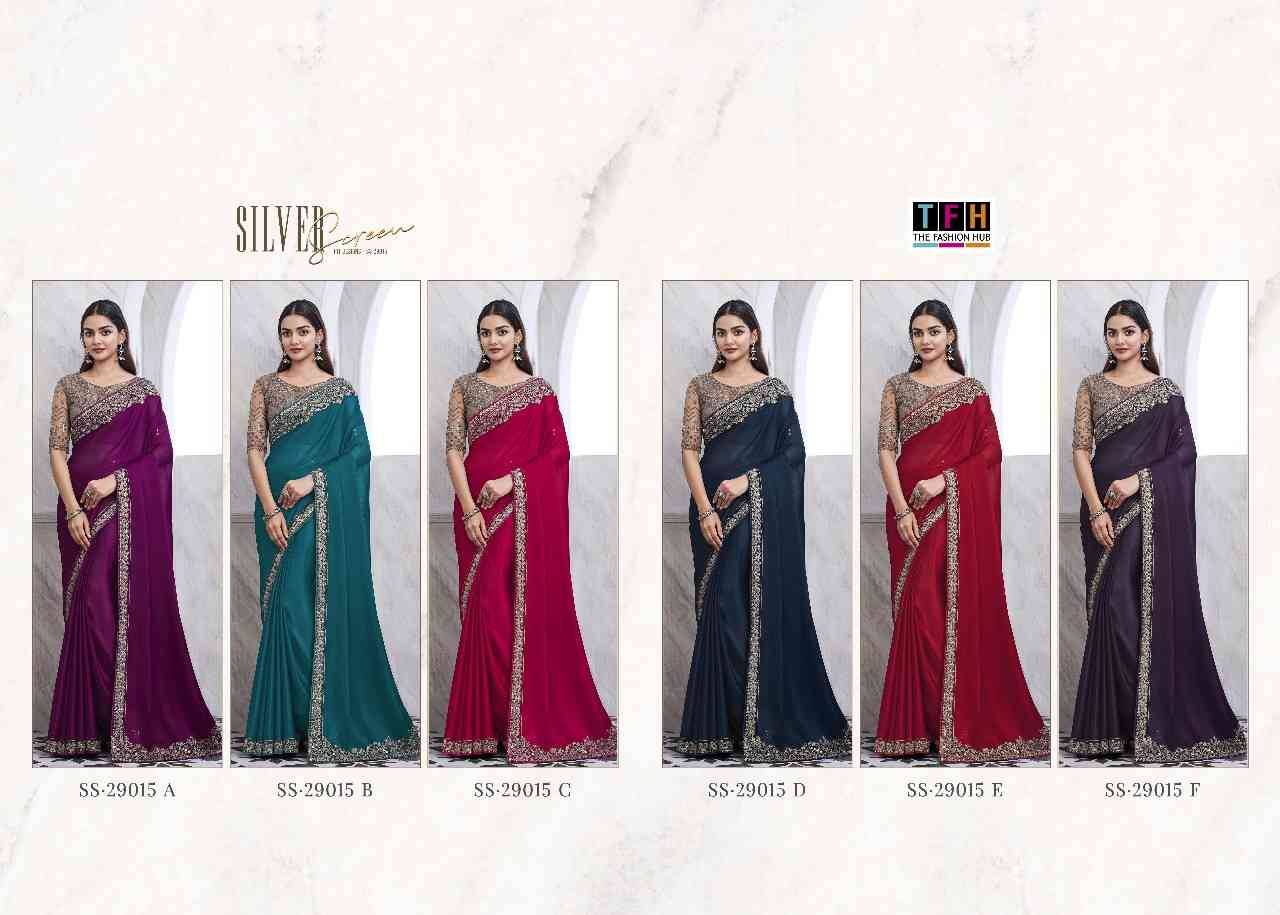 Silver Screen 29015 Colours By TFH 29015-A To 29015-F Series Indian Traditional Wear Collection Beautiful Stylish Fancy Colorful Party Wear & Occasional Wear Chiffon Silk Sarees At Wholesale Price