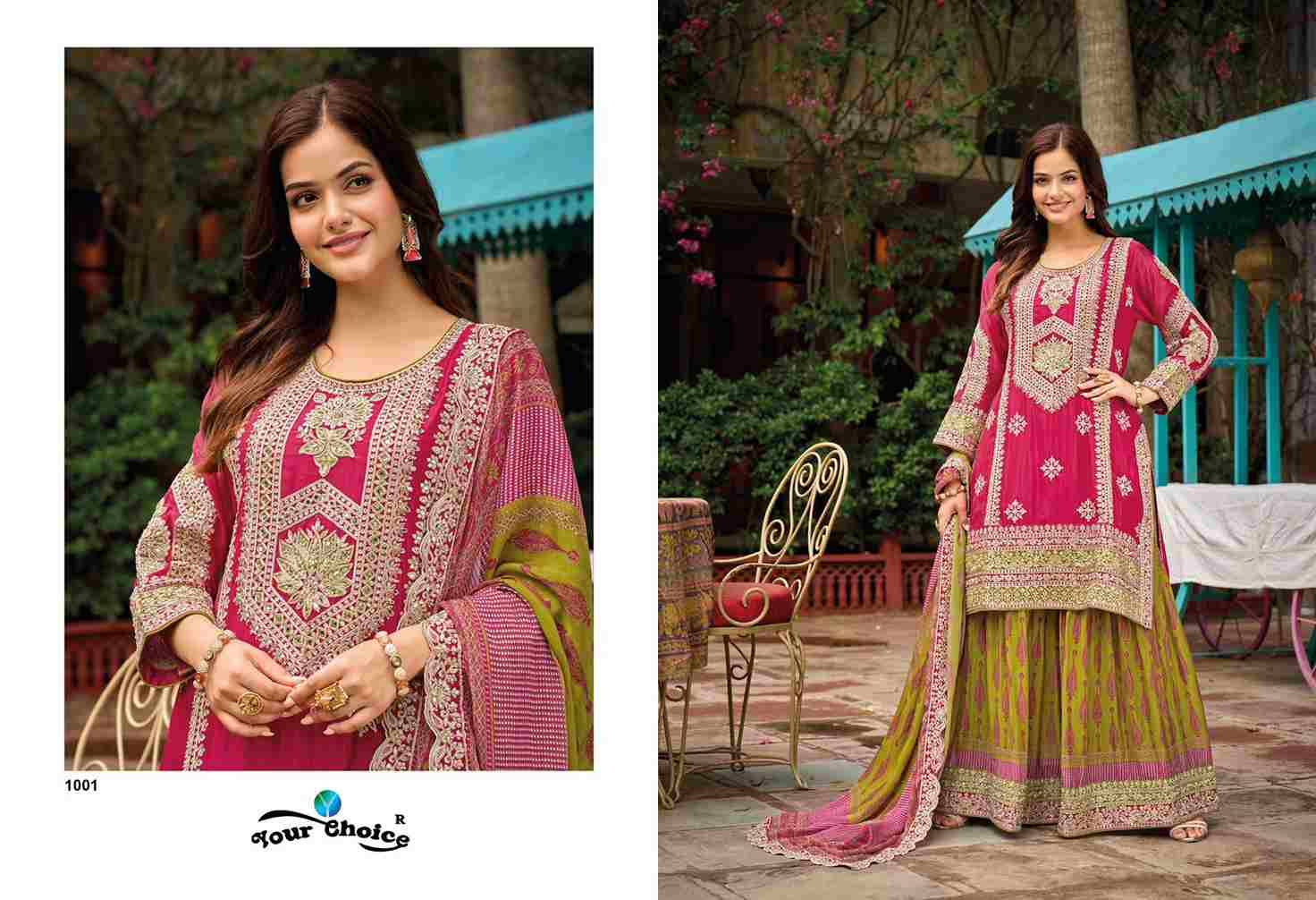 Kelly By Your Choice 1001 To 1002 Series Sharara Suits Beautiful Fancy Colorful Stylish Party Wear & Occasional Wear Pure Chinnon Dresses At Wholesale Price