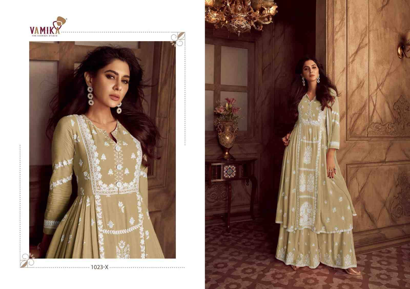 Lakhnavi Vol-4 Light Color By Vamika 1023-V To 1023-Z Series Beautiful Stylish Sharara Suits Fancy Colorful Casual Wear & Ethnic Wear & Ready To Wear Pure Rayon Printed Dresses At Wholesale Price