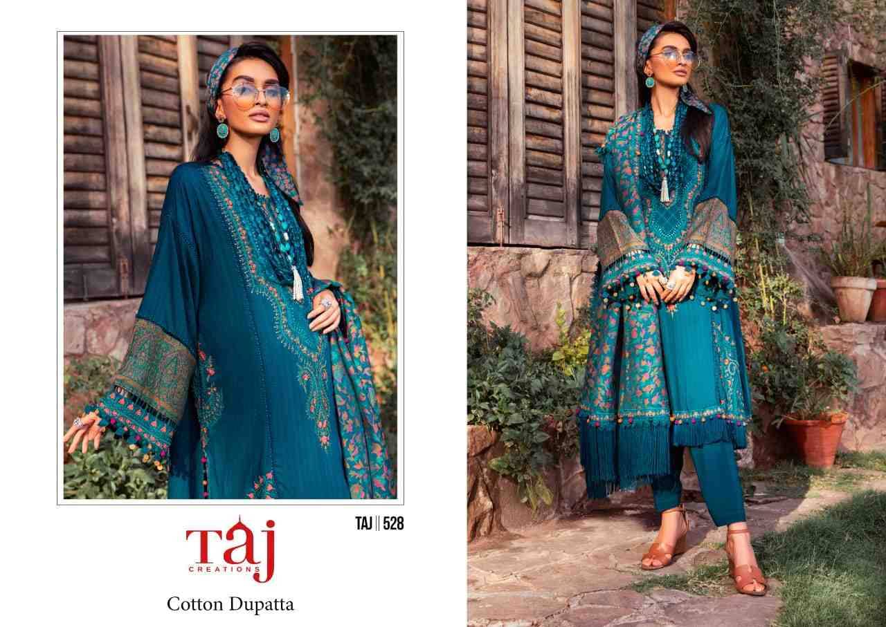 Taj Hit Design 528 By Taj Creation Beautiful Pakistani Suits Colorful Stylish Fancy Casual Wear & Ethnic Wear Pure Cotton Print With Embroidered Dresses At Wholesale Price