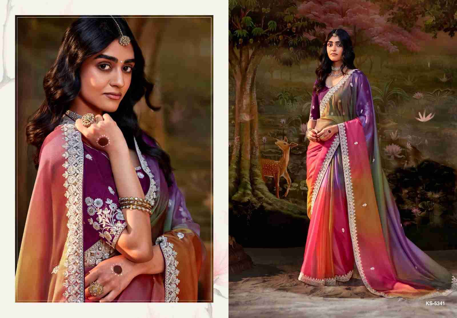 Kajal Vol-15 By Kimora Fashion 5341 To 5355 Series Indian Traditional Wear Collection Beautiful Stylish Fancy Colorful Party Wear & Occasional Wear Organza Chiffon Sarees At Wholesale Price