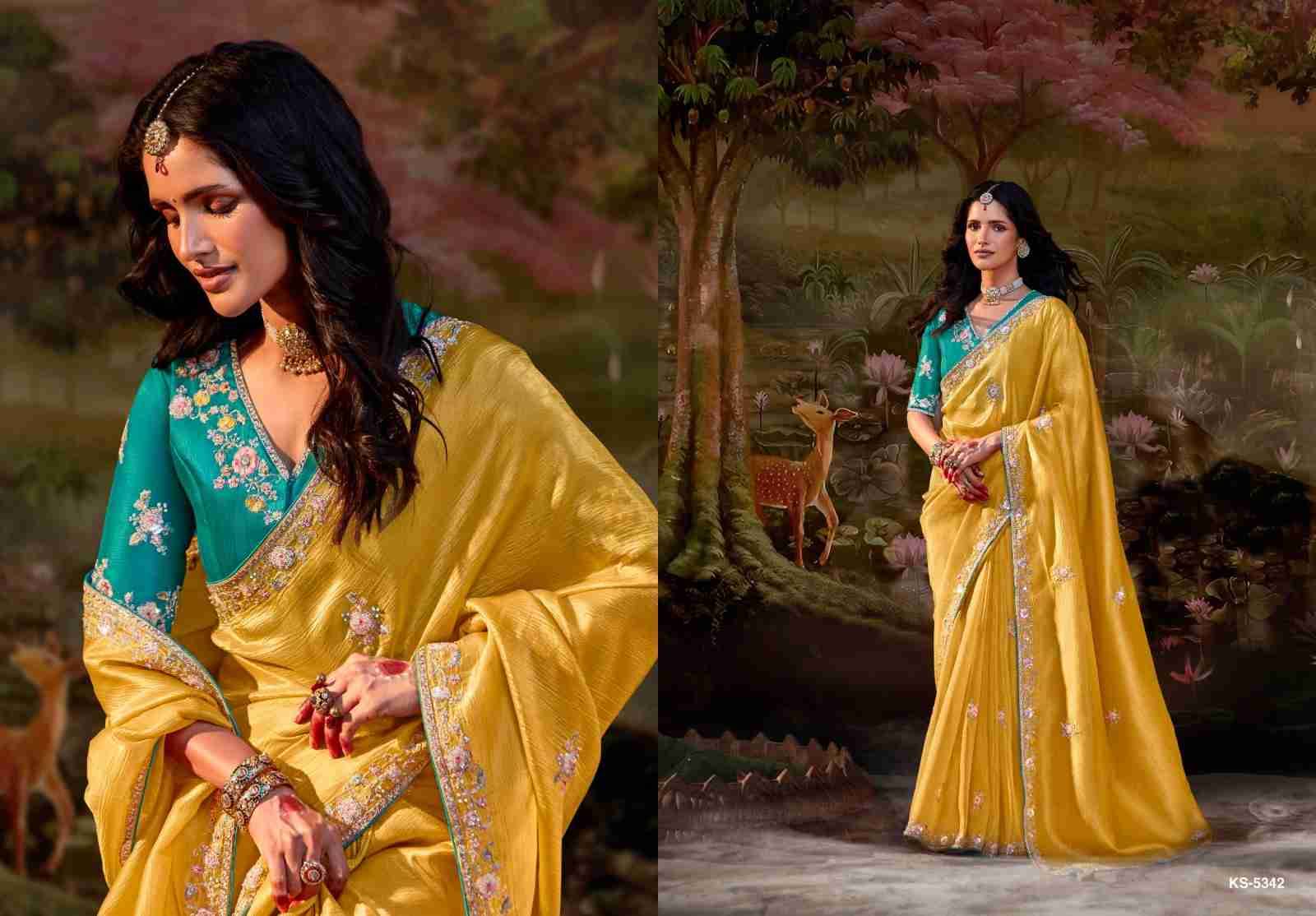 Kajal Vol-15 By Kimora Fashion 5341 To 5355 Series Indian Traditional Wear Collection Beautiful Stylish Fancy Colorful Party Wear & Occasional Wear Organza Chiffon Sarees At Wholesale Price