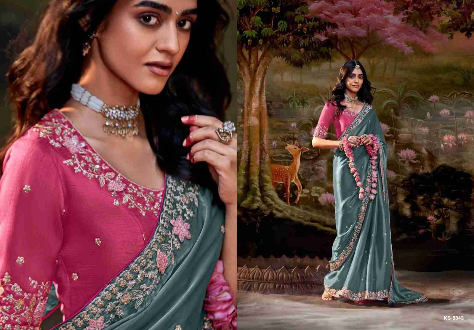 Kajal Vol-15 By Kimora Fashion 5341 To 5355 Series Indian Traditional Wear Collection Beautiful Stylish Fancy Colorful Party Wear & Occasional Wear Organza Chiffon Sarees At Wholesale Price