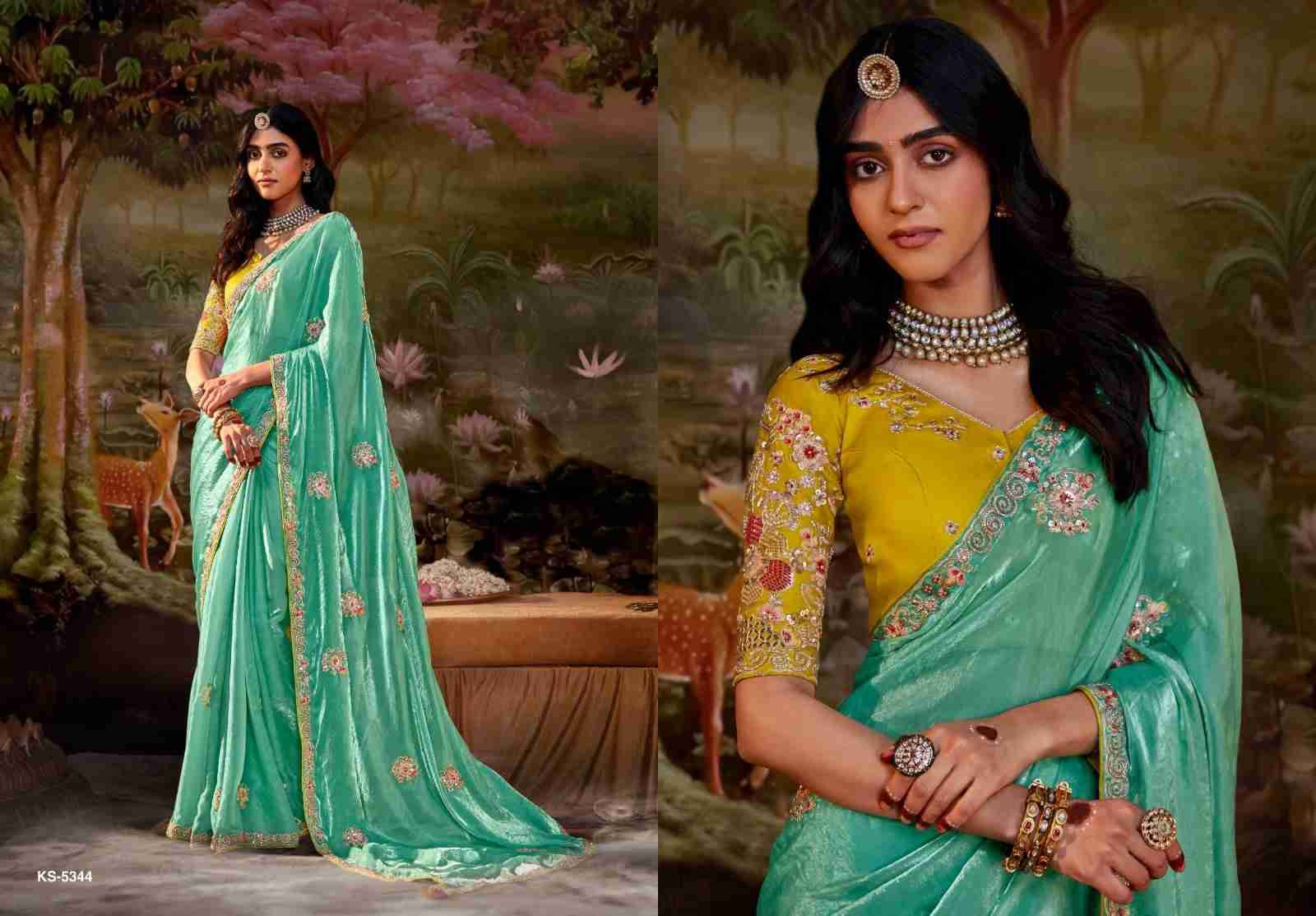 Kajal Vol-15 By Kimora Fashion 5341 To 5355 Series Indian Traditional Wear Collection Beautiful Stylish Fancy Colorful Party Wear & Occasional Wear Organza Chiffon Sarees At Wholesale Price