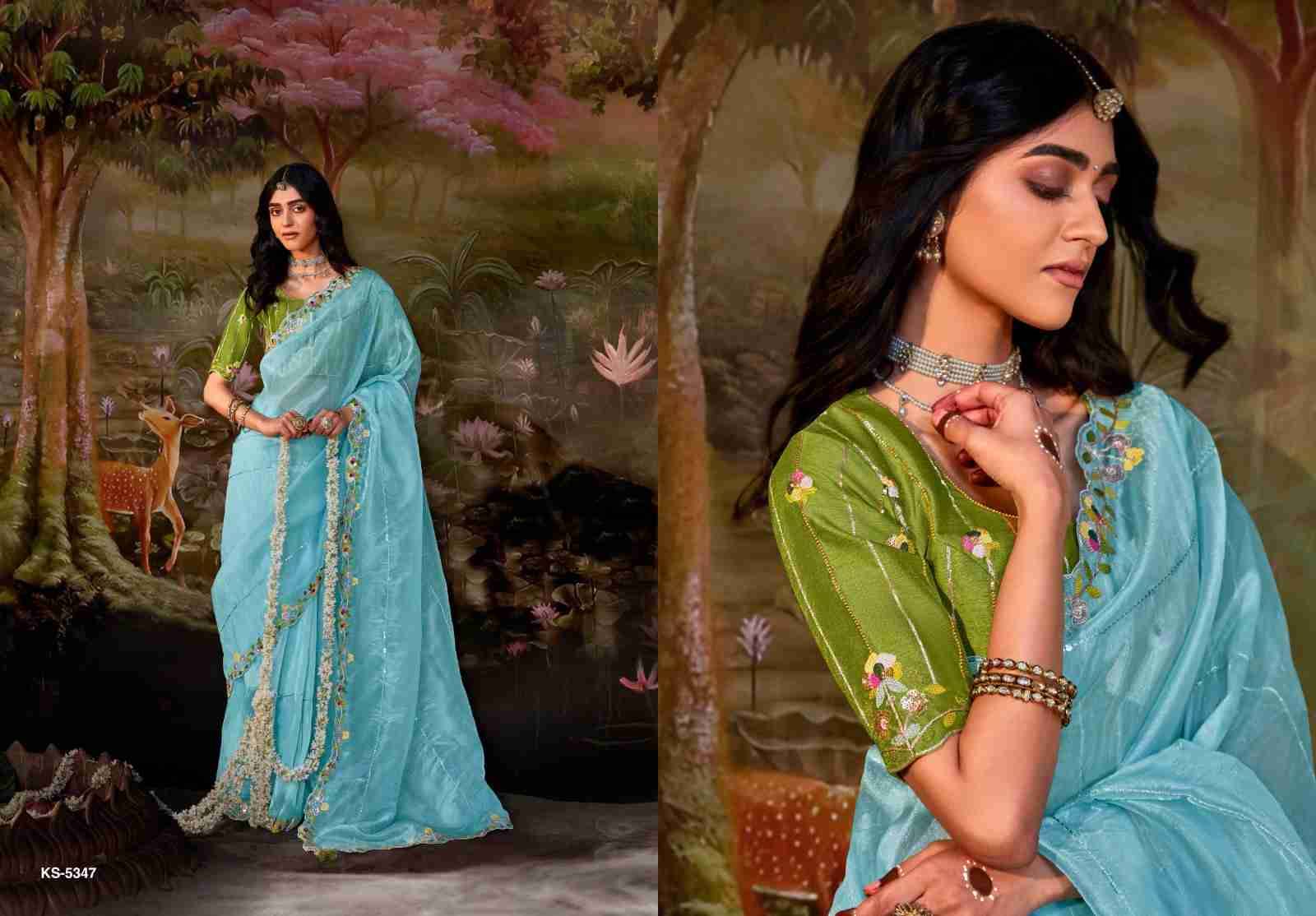 Kajal Vol-15 By Kimora Fashion 5341 To 5355 Series Indian Traditional Wear Collection Beautiful Stylish Fancy Colorful Party Wear & Occasional Wear Organza Chiffon Sarees At Wholesale Price