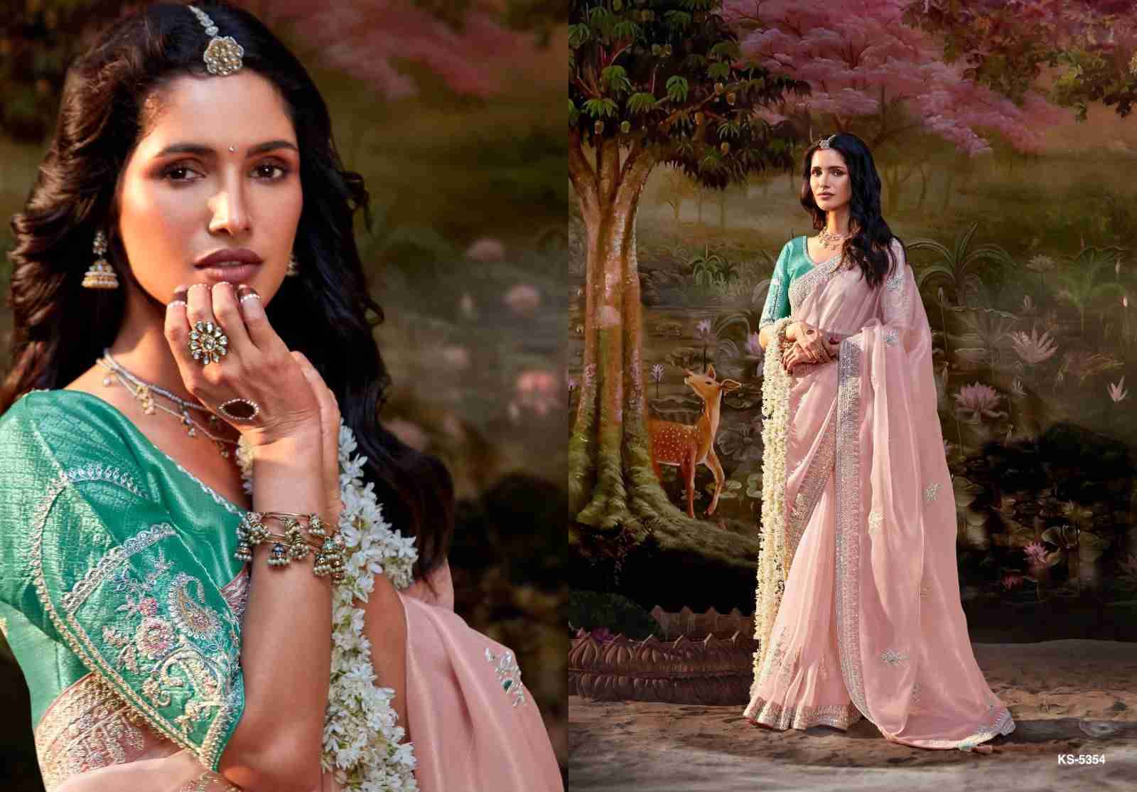 Kajal Vol-15 By Kimora Fashion 5341 To 5355 Series Indian Traditional Wear Collection Beautiful Stylish Fancy Colorful Party Wear & Occasional Wear Organza Chiffon Sarees At Wholesale Price