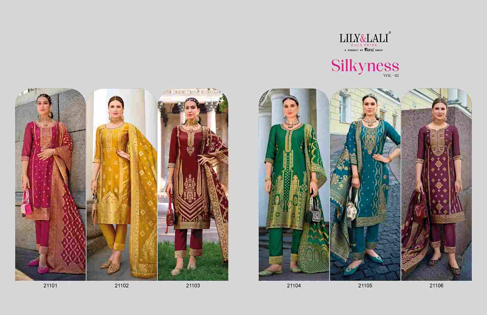 Silkyness Vol-2 By Lily And Lali 21101 To 21106 Series Beautiful Festive Suits Colorful Stylish Fancy Casual Wear & Ethnic Wear Jacquard Dresses At Wholesale Price