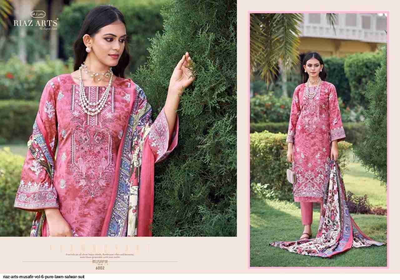 Musafir Vol-6 By Riaz Arts 6001 To 6009 Series Wholesale Designer Pakistani Suits Collection Beautiful Stylish Fancy Colorful Party Wear & Occasional Wear Pure Lawn Print With Embroidered Dresses At Wholesale Price