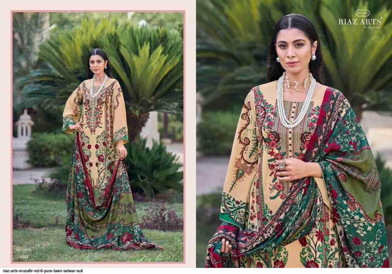 Musafir Vol-6 By Riaz Arts 6001 To 6009 Series Wholesale Designer Pakistani Suits Collection Beautiful Stylish Fancy Colorful Party Wear & Occasional Wear Pure Lawn Print With Embroidered Dresses At Wholesale Price