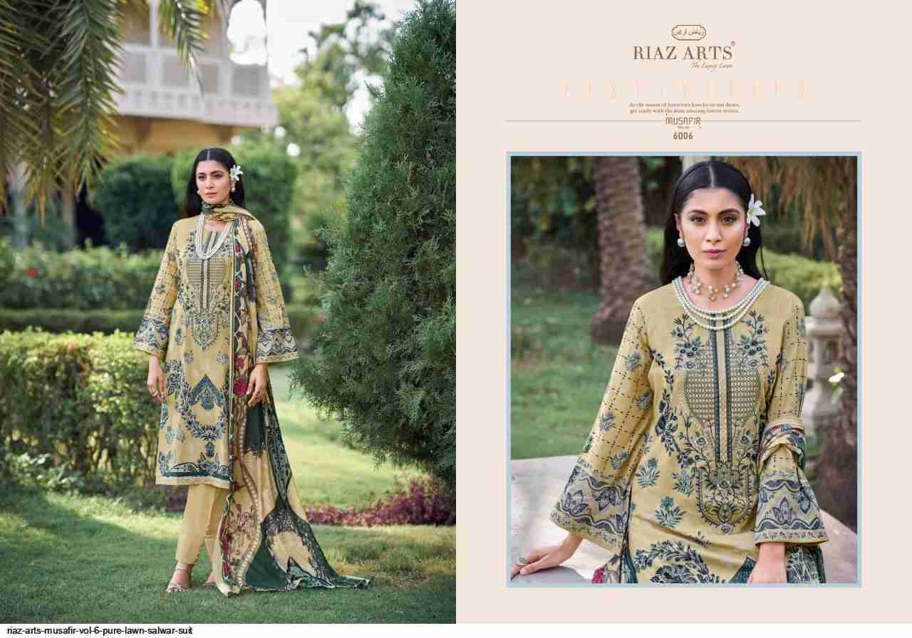 Musafir Vol-6 By Riaz Arts 6001 To 6009 Series Wholesale Designer Pakistani Suits Collection Beautiful Stylish Fancy Colorful Party Wear & Occasional Wear Pure Lawn Print With Embroidered Dresses At Wholesale Price