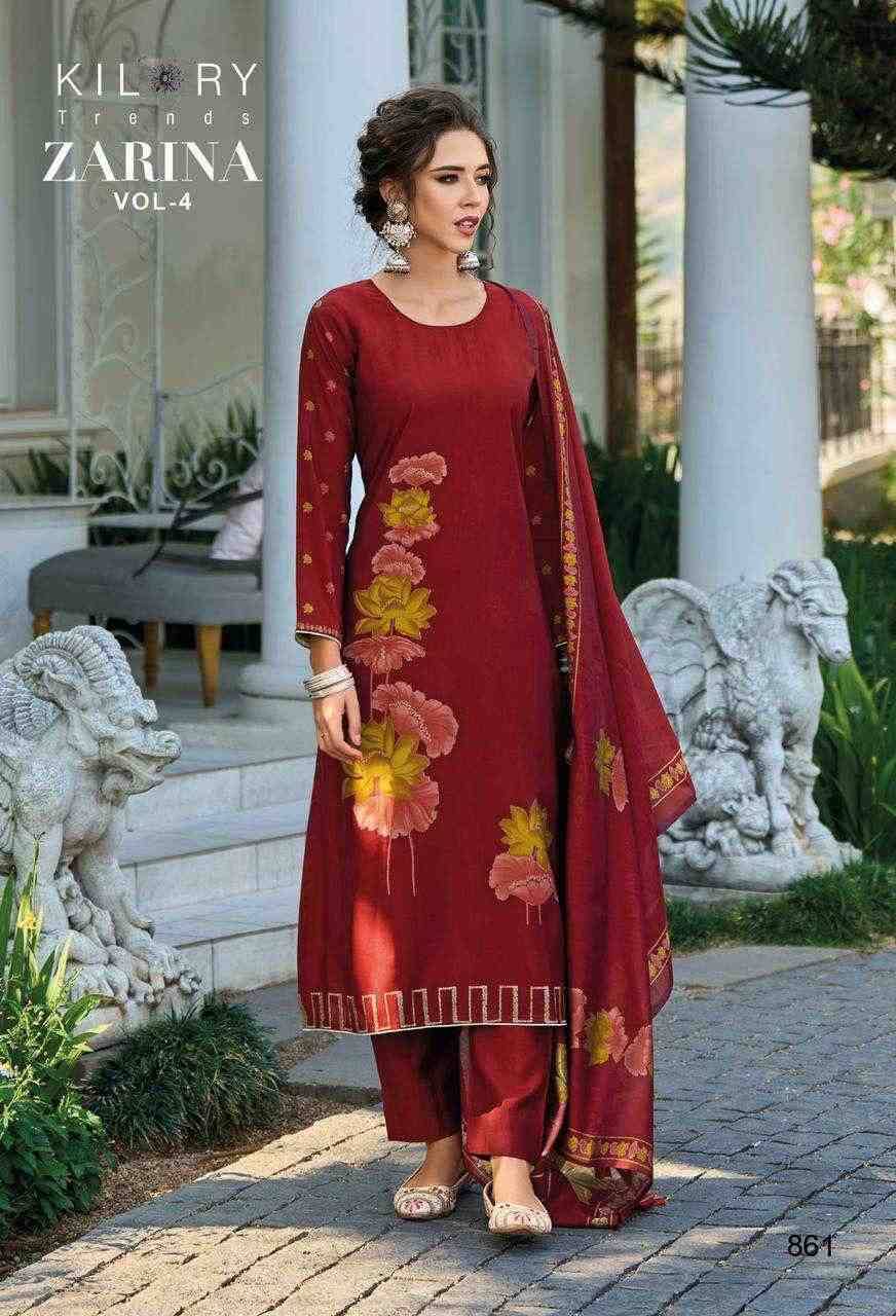 Zarina Vol-4 By Kilory 861 To 868 Series Beautiful Stylish Festive Suits Fancy Colorful Casual Wear & Ethnic Wear & Ready To Wear Viscose Muslin Dresses At Wholesale Price