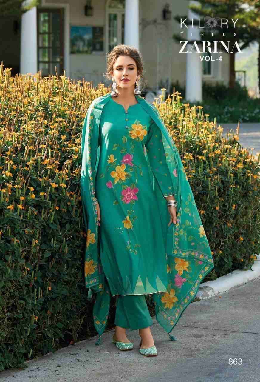 Zarina Vol-4 By Kilory 861 To 868 Series Beautiful Stylish Festive Suits Fancy Colorful Casual Wear & Ethnic Wear & Ready To Wear Viscose Muslin Dresses At Wholesale Price