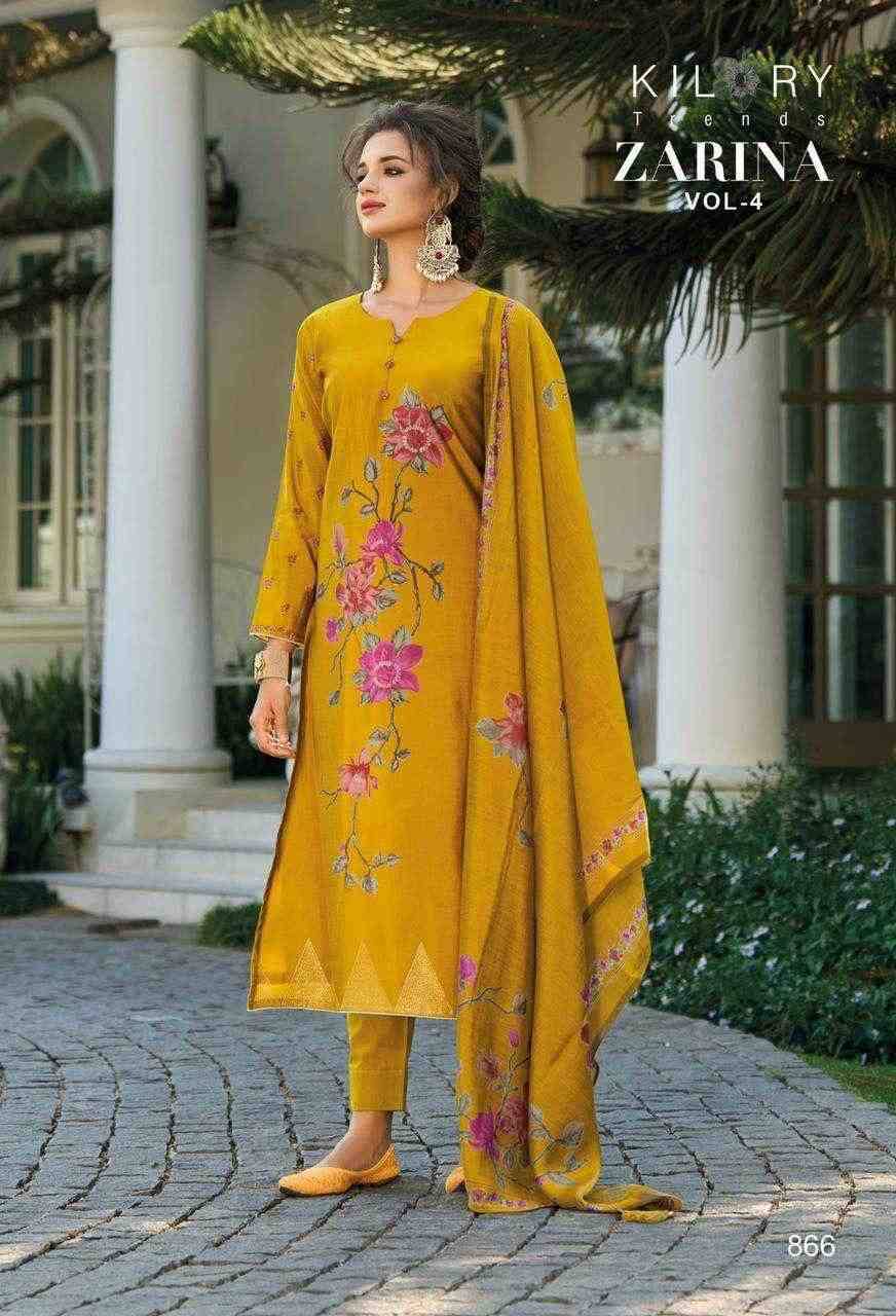 Zarina Vol-4 By Kilory 861 To 868 Series Beautiful Stylish Festive Suits Fancy Colorful Casual Wear & Ethnic Wear & Ready To Wear Viscose Muslin Dresses At Wholesale Price