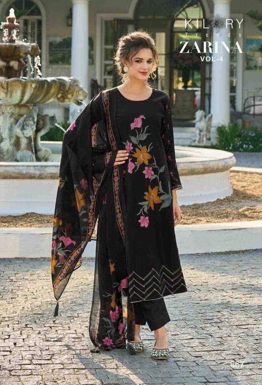 Zarina Vol-4 By Kilory 861 To 868 Series Beautiful Stylish Festive Suits Fancy Colorful Casual Wear & Ethnic Wear & Ready To Wear Viscose Muslin Dresses At Wholesale Price