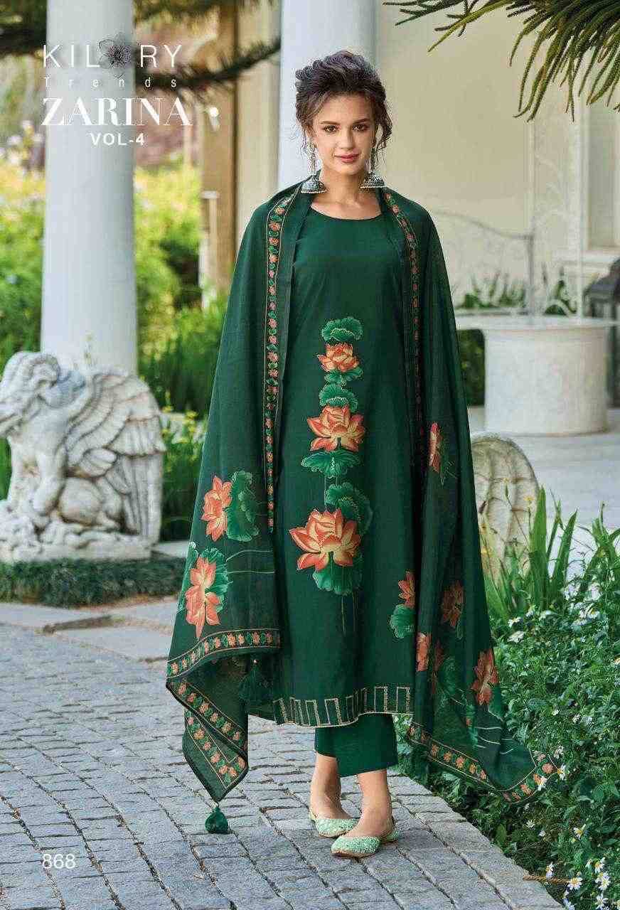 Zarina Vol-4 By Kilory 861 To 868 Series Beautiful Stylish Festive Suits Fancy Colorful Casual Wear & Ethnic Wear & Ready To Wear Viscose Muslin Dresses At Wholesale Price