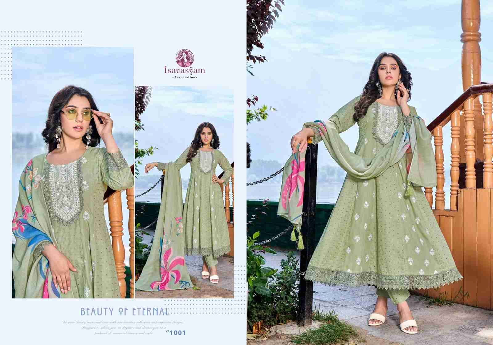 Anarkali By Isavasyam 1001 To 1004 Series Beautiful Stylish Festive Suits Fancy Colorful Casual Wear & Ethnic Wear & Ready To Wear Linen Cotton Dresses At Wholesale Price