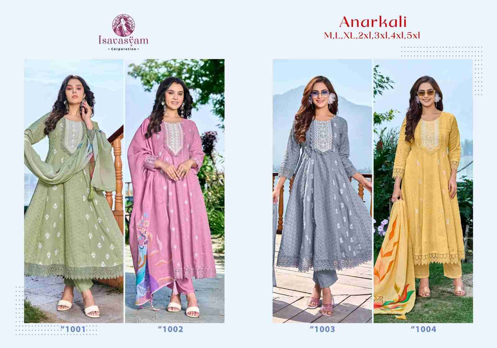 Anarkali By Isavasyam 1001 To 1004 Series Beautiful Stylish Festive Suits Fancy Colorful Casual Wear & Ethnic Wear & Ready To Wear Linen Cotton Dresses At Wholesale Price