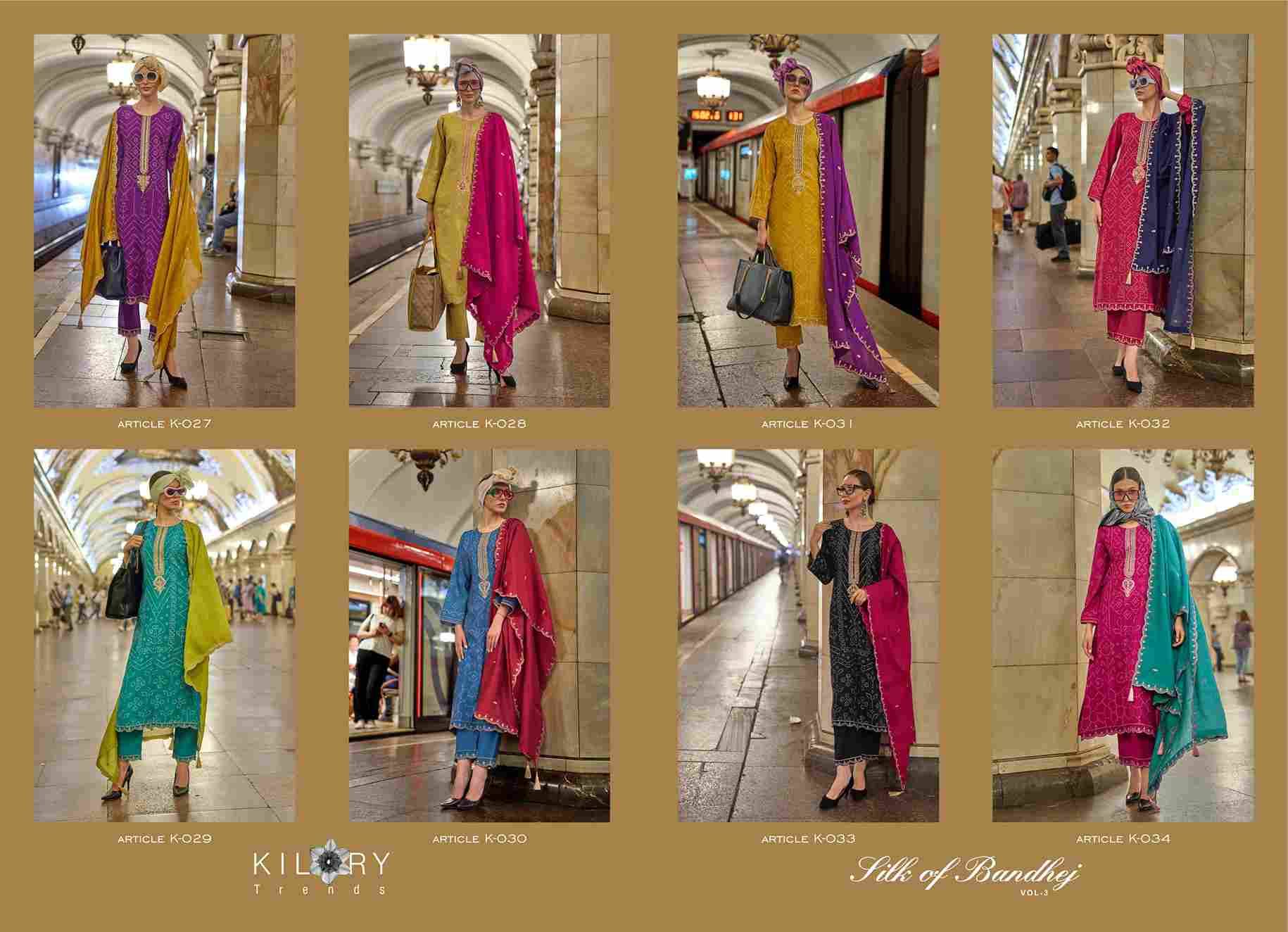 Silk Of Bandhej Vol-2 By Kilory 27 To 34 Series Beautiful Suits Colorful Stylish Fancy Casual Wear & Ethnic Wear Pure Viscose Muslin Dresses At Wholesale Price