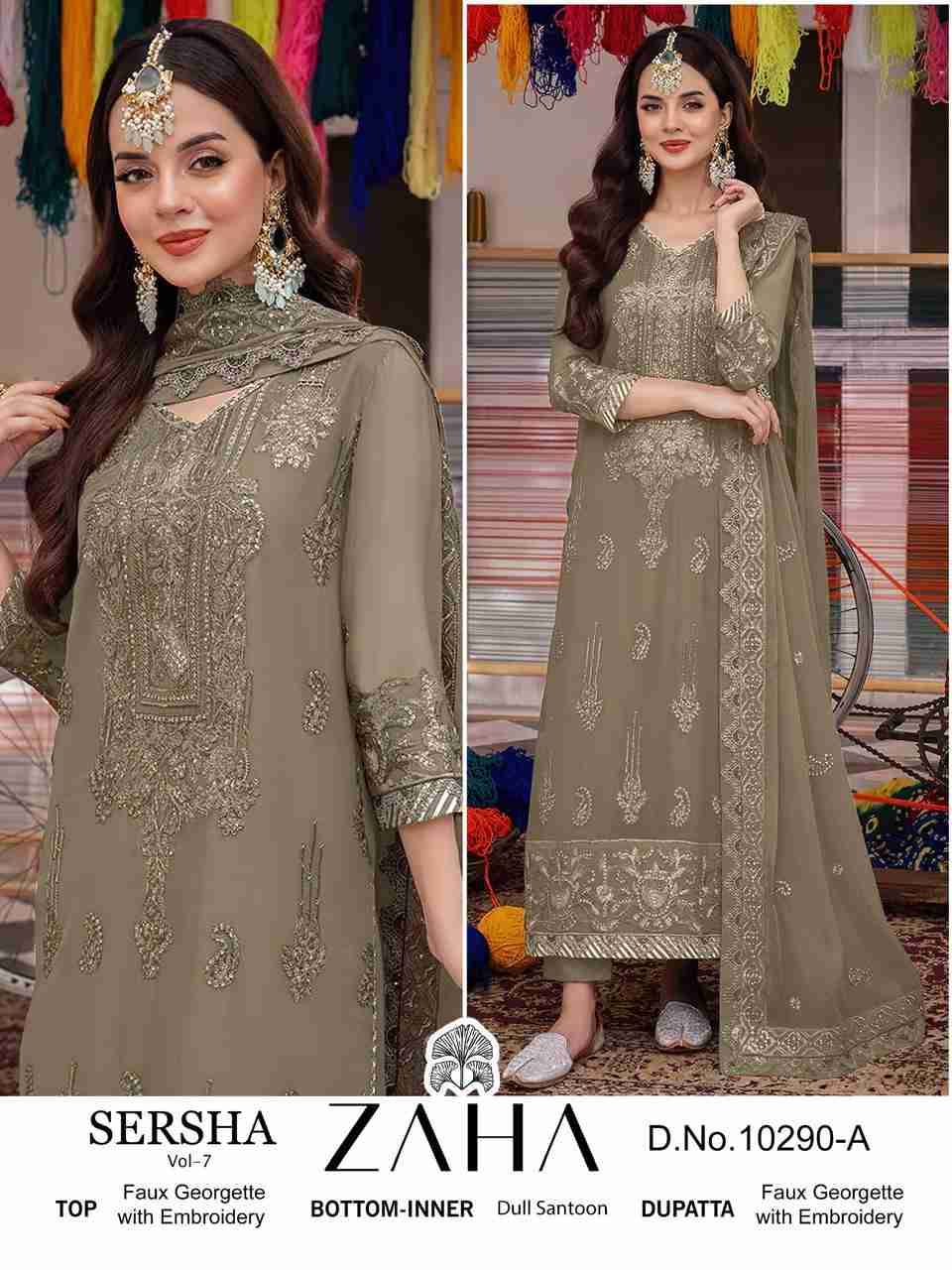 Sersha Vol-7 By Zaha 10290-A To 10290-C Series Beautiful Pakistani Suits Stylish Fancy Colorful Party Wear & Occasional Wear Faux Georgette Embroidered Dresses At Wholesale Price