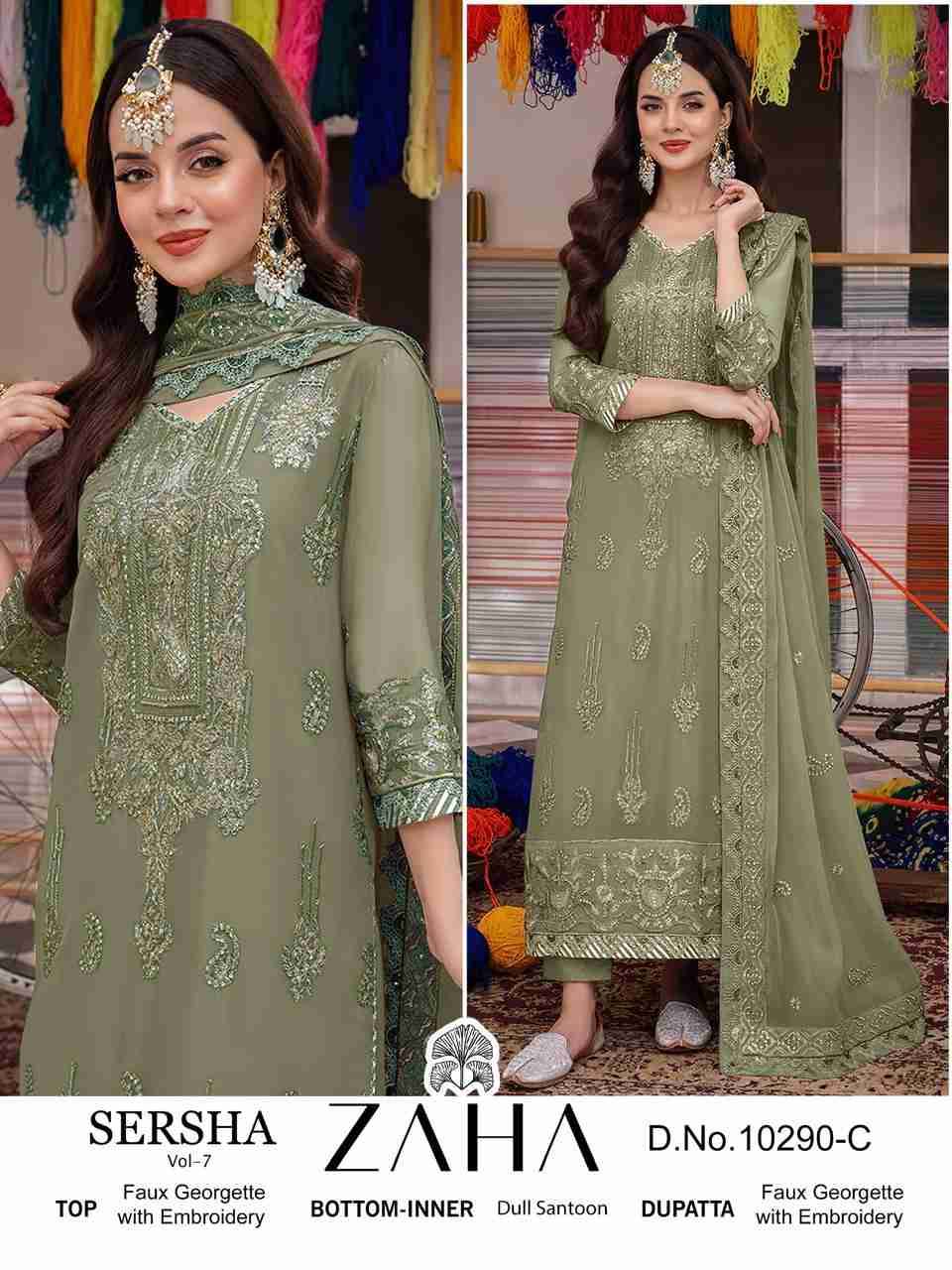 Sersha Vol-7 By Zaha 10290-A To 10290-C Series Beautiful Pakistani Suits Stylish Fancy Colorful Party Wear & Occasional Wear Faux Georgette Embroidered Dresses At Wholesale Price