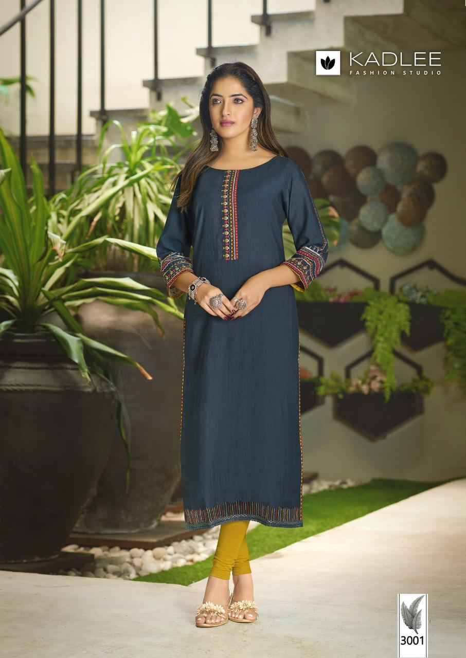 Aarvi By Kadlee 3001 To 3006 Series Designer Stylish Fancy Colorful Beautiful Party Wear & Ethnic Wear Collection Viscose With Work Kurtis At Wholesale Price