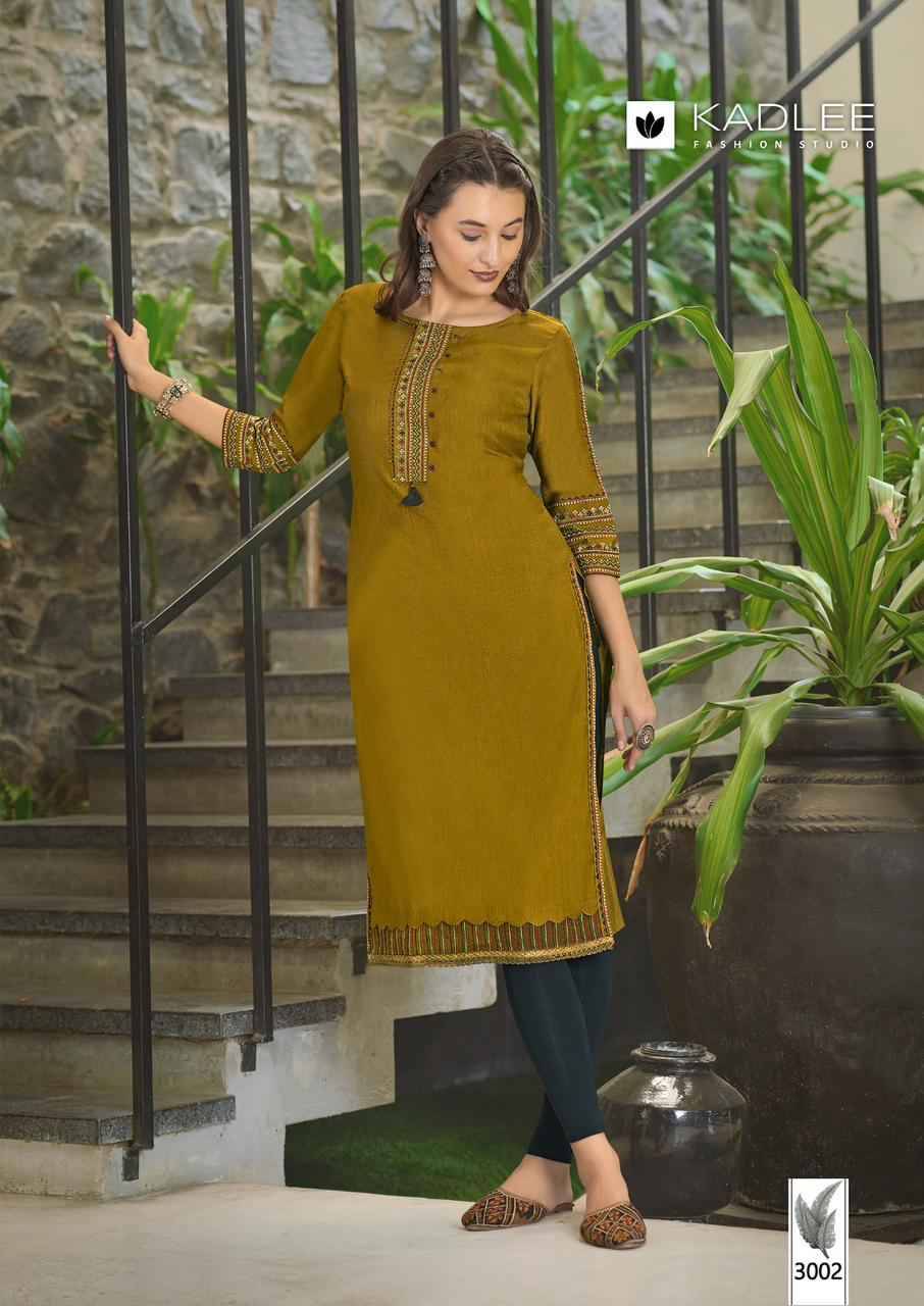 Aarvi By Kadlee 3001 To 3006 Series Designer Stylish Fancy Colorful Beautiful Party Wear & Ethnic Wear Collection Viscose With Work Kurtis At Wholesale Price