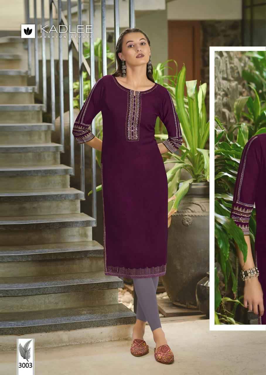 Aarvi By Kadlee 3001 To 3006 Series Designer Stylish Fancy Colorful Beautiful Party Wear & Ethnic Wear Collection Viscose With Work Kurtis At Wholesale Price