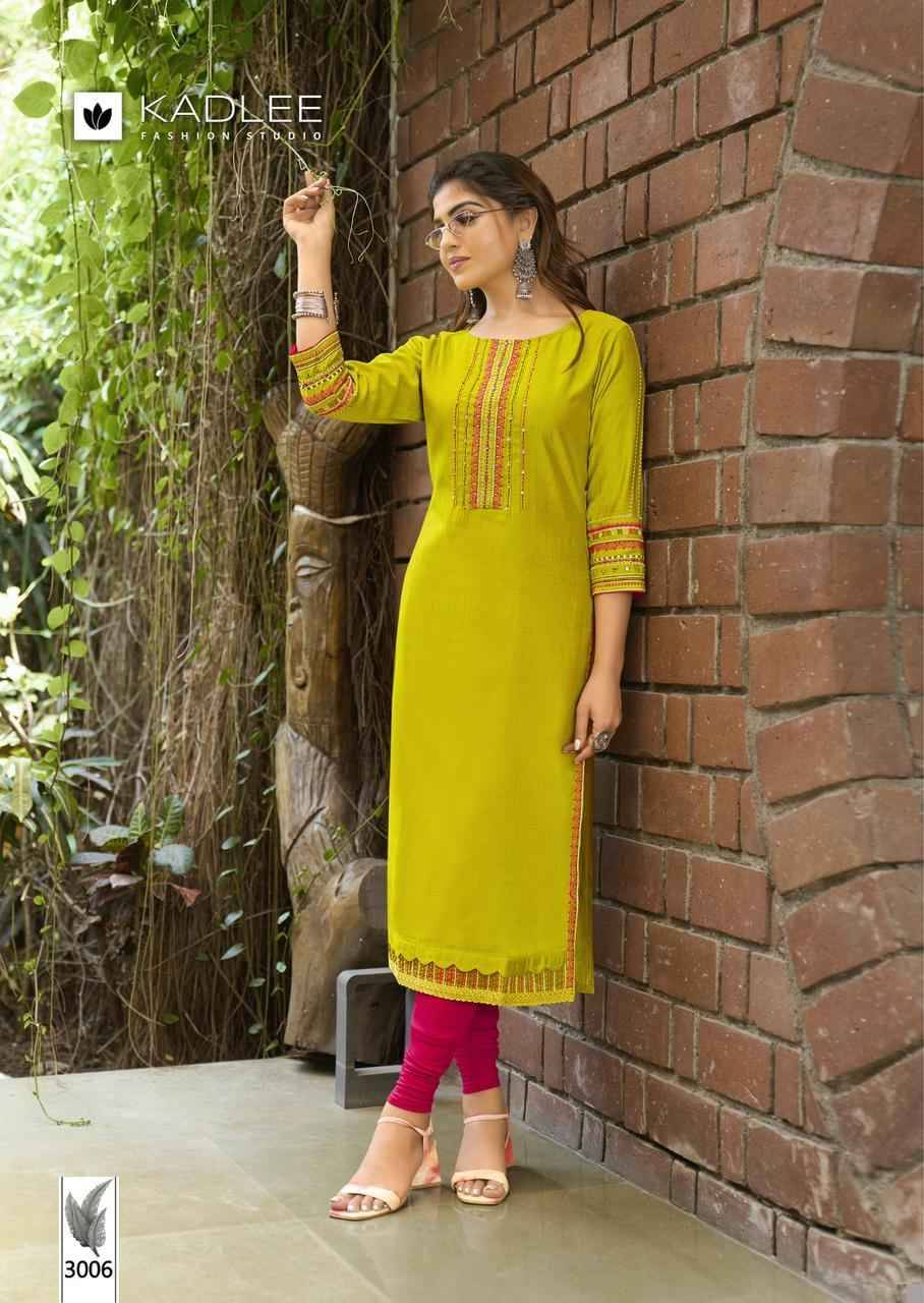 Aarvi By Kadlee 3001 To 3006 Series Designer Stylish Fancy Colorful Beautiful Party Wear & Ethnic Wear Collection Viscose With Work Kurtis At Wholesale Price