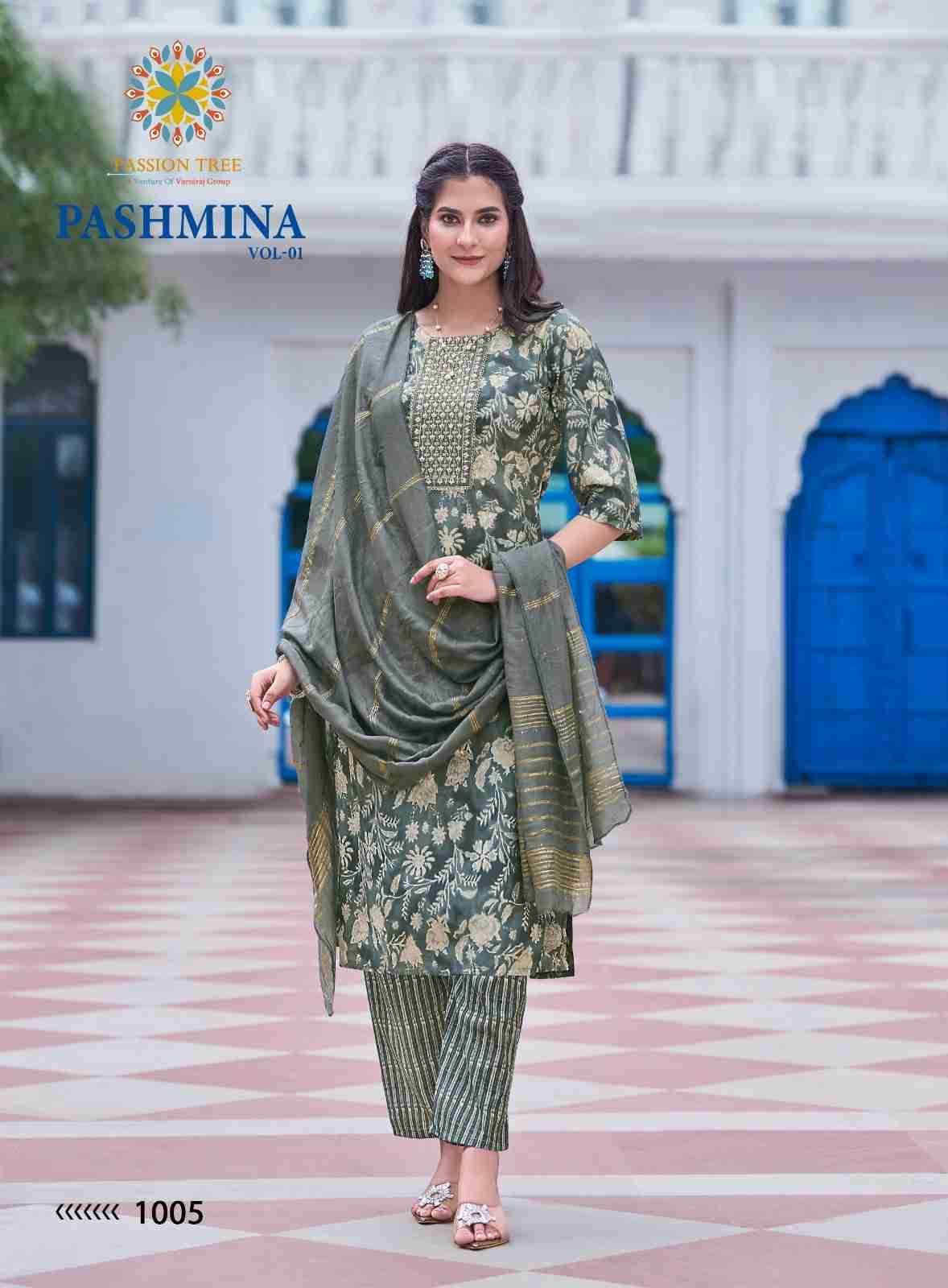 Pashmina Vol-1 By Passion Tree 1001 To 1008 Series Beautiful Suits Colorful Stylish Fancy Casual Wear & Ethnic Wear Chanderi Print Dresses At Wholesale Price