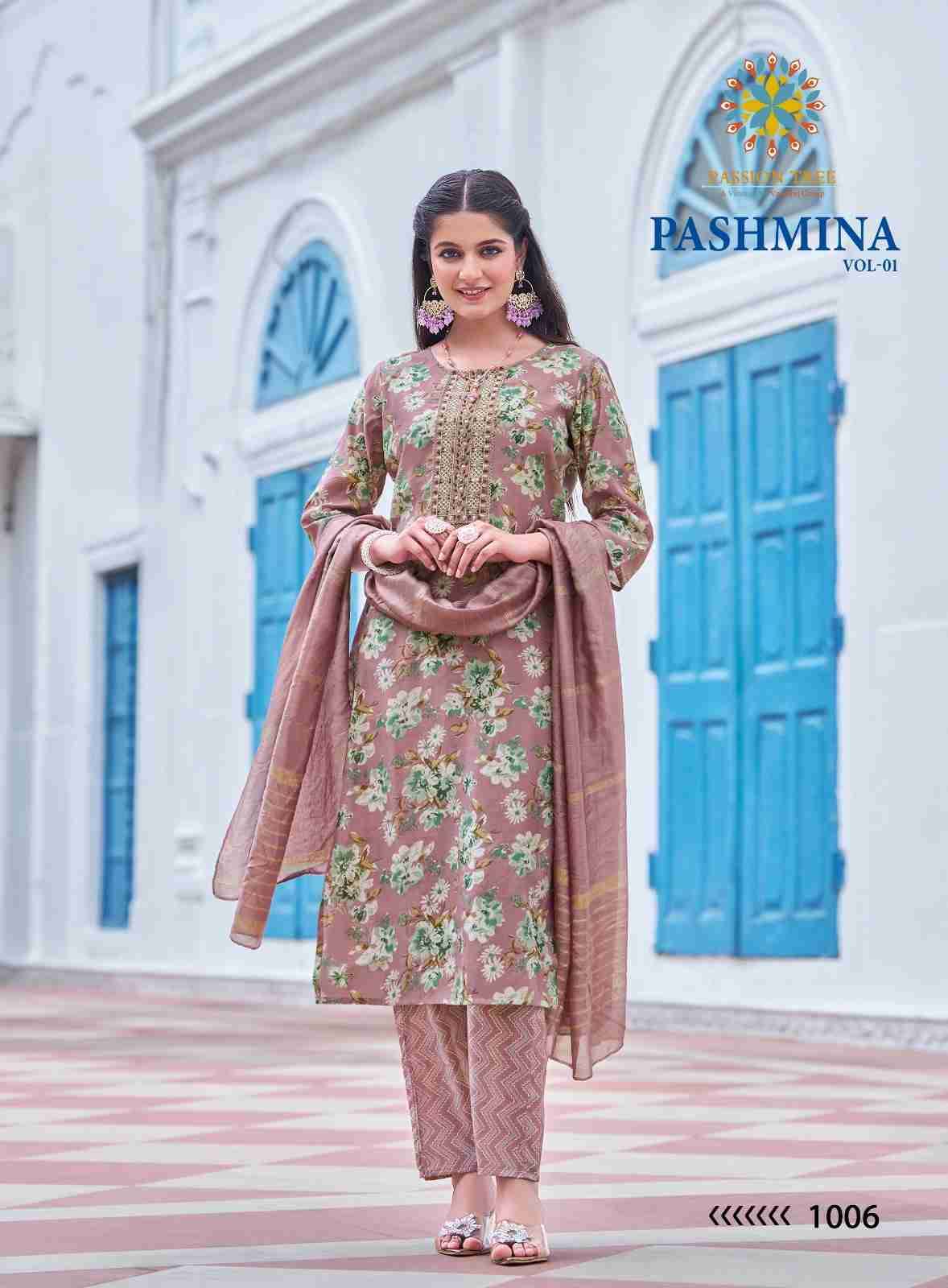 Pashmina Vol-1 By Passion Tree 1001 To 1008 Series Beautiful Suits Colorful Stylish Fancy Casual Wear & Ethnic Wear Chanderi Print Dresses At Wholesale Price