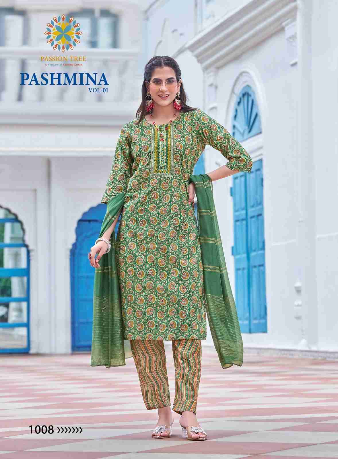 Pashmina Vol-1 By Passion Tree 1001 To 1008 Series Beautiful Suits Colorful Stylish Fancy Casual Wear & Ethnic Wear Chanderi Print Dresses At Wholesale Price