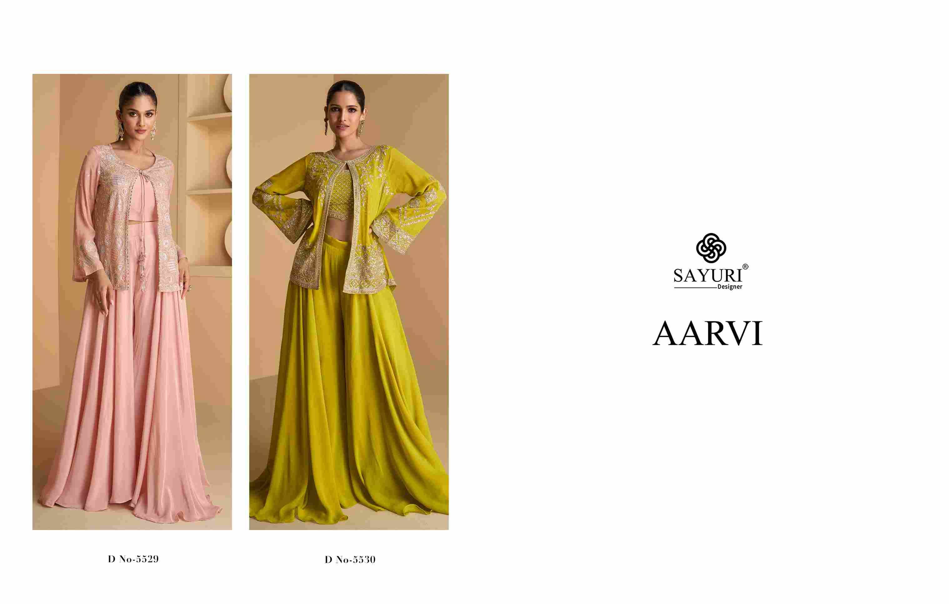 Aarvi By Sayuri 5529 To 5530 Series Designer Stylish Fancy Colorful Beautiful Party Wear & Ethnic Wear Collection Georgette Tops With Bottom At Wholesale Price