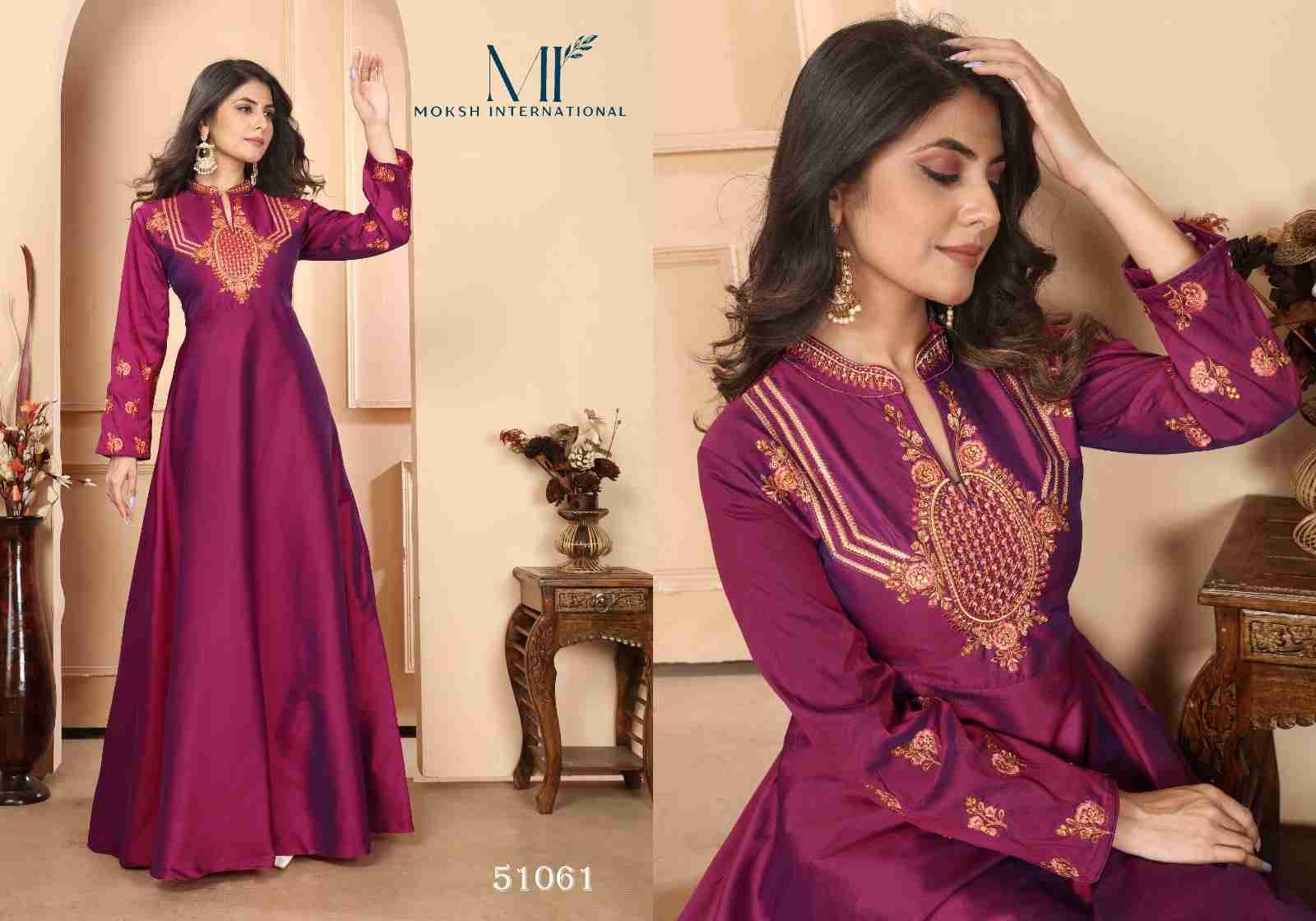 Armani Vol-1 By Moksh International Beautiful Stylish Fancy Colorful Casual Wear & Ethnic Wear Silk Gowns At Wholesale Price