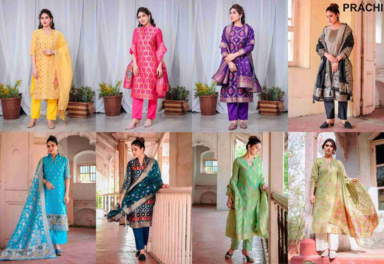 Prachi By Divyam 113 To 120 Series Beautiful Festive Suits Colorful Stylish Fancy Casual Wear & Ethnic Wear Chanderi Cotton Dresses At Wholesale Price