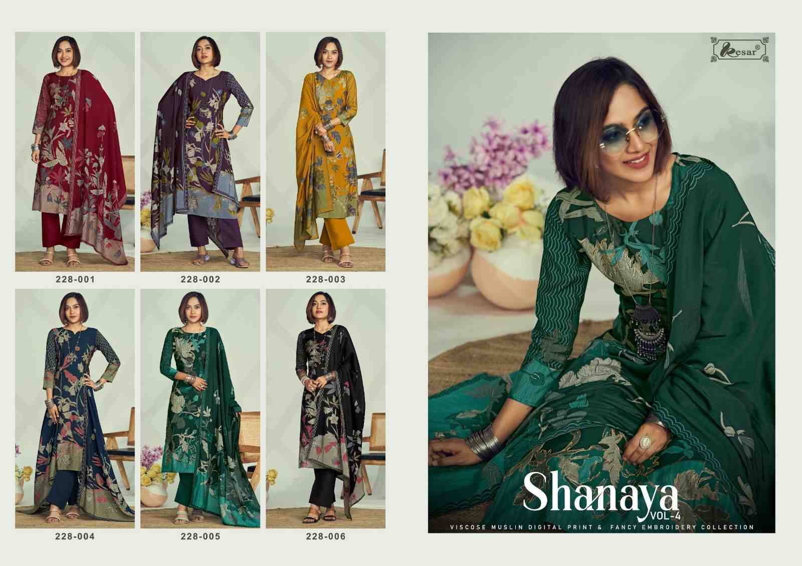 Shanaya Vol-4 By Kesar 228-001 To 228-006 Series Beautiful Festive Suits Stylish Fancy Colorful Casual Wear & Ethnic Wear Pure Muslin Viscose Print Dresses At Wholesale Price