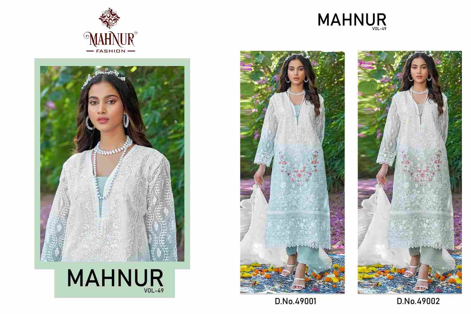 Mahnur Vol-49 By Mahnur Fashion 49001 To 49002 Series Beautiful Pakistani Suits Colorful Stylish Fancy Casual Wear & Ethnic Wear Organza Dresses At Wholesale Price