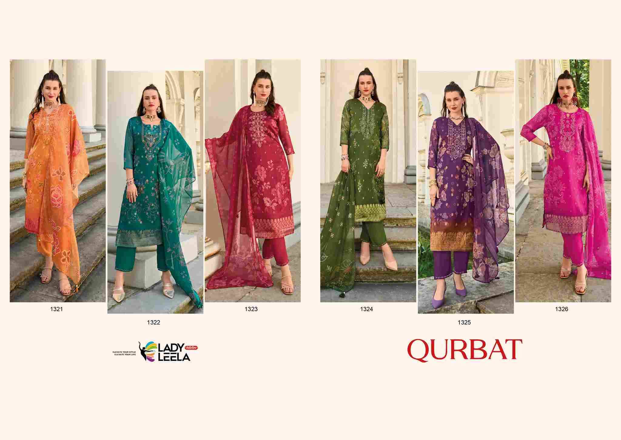 Qurbat By Lady Leela 1321 To 1326 Series Beautiful Festive Suits Colorful Stylish Fancy Casual Wear & Ethnic Wear Viscose Organza Jacquard Dresses At Wholesale Price