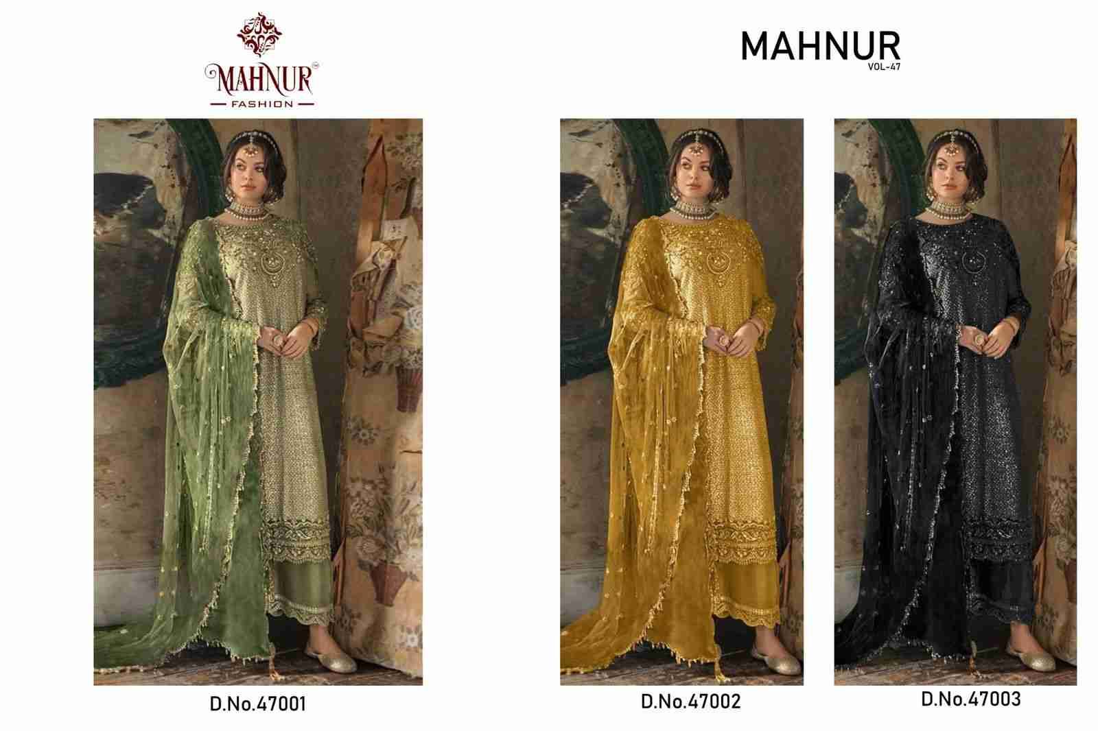 Mahnur Vol-47 By Mahnur Fashion 47001 To 47003 Series Beautiful Pakistani Suits Colorful Stylish Fancy Casual Wear & Ethnic Wear Organza Dresses At Wholesale Price