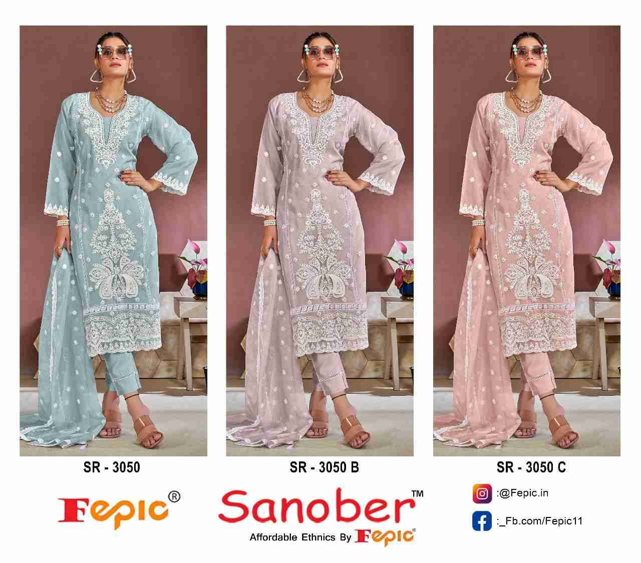 Fepic 3050 Colours By Fepic 3050-A To 3050-C Series Beautiful Pakistani Suits Colorful Stylish Fancy Casual Wear & Ethnic Wear Organza Embroidered Dresses At Wholesale Price