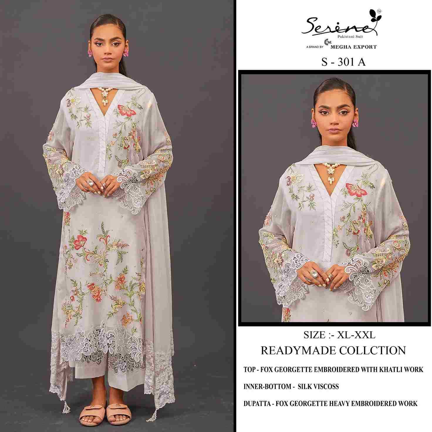 Serene Hit Design S-301 Colours By Serene S-301-A To S-301-D Series Designer Pakistani Suits Beautiful Fancy Colorful Stylish Party Wear & Occasional Wear Faux Georgette Embroidered Dresses At Wholesale Price