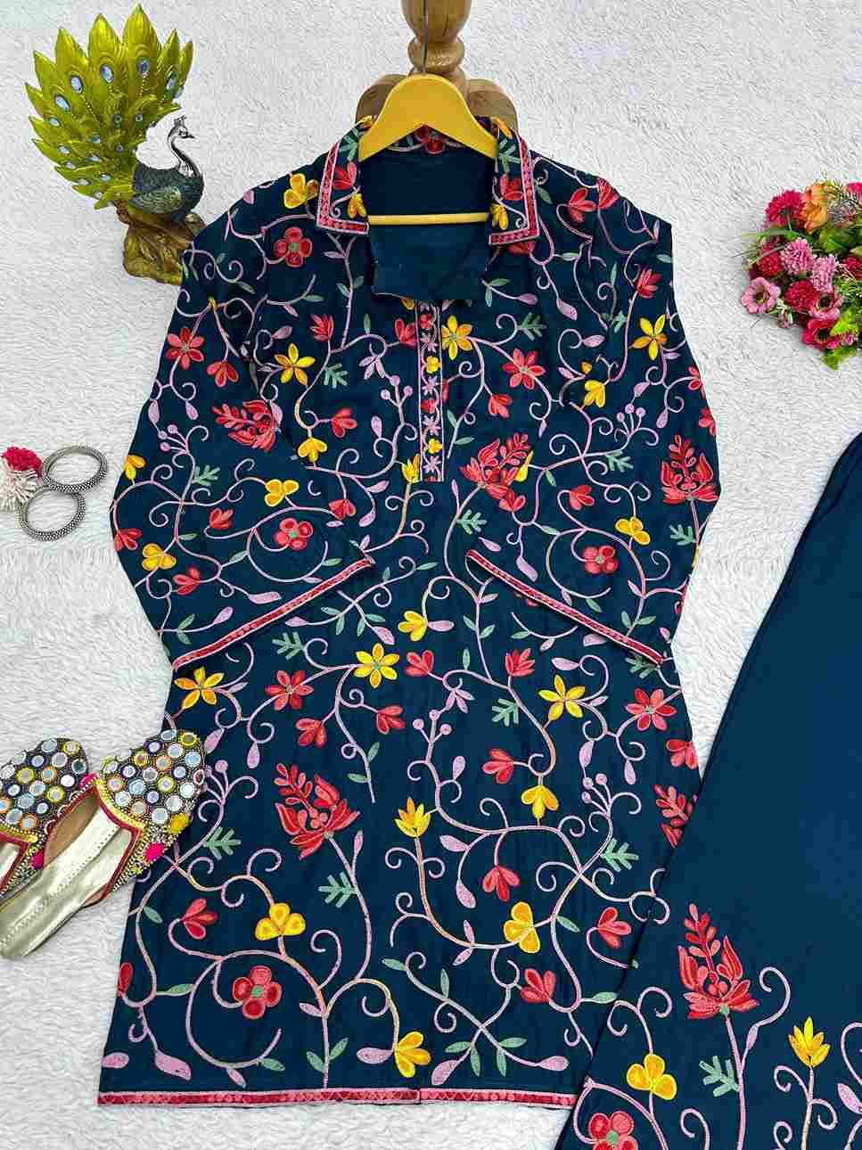 1436 By Kaamiri Designer Stylish Fancy Colorful Beautiful Party Wear & Ethnic Wear Collection Rayon Kurti With Bottom At Wholesale Price