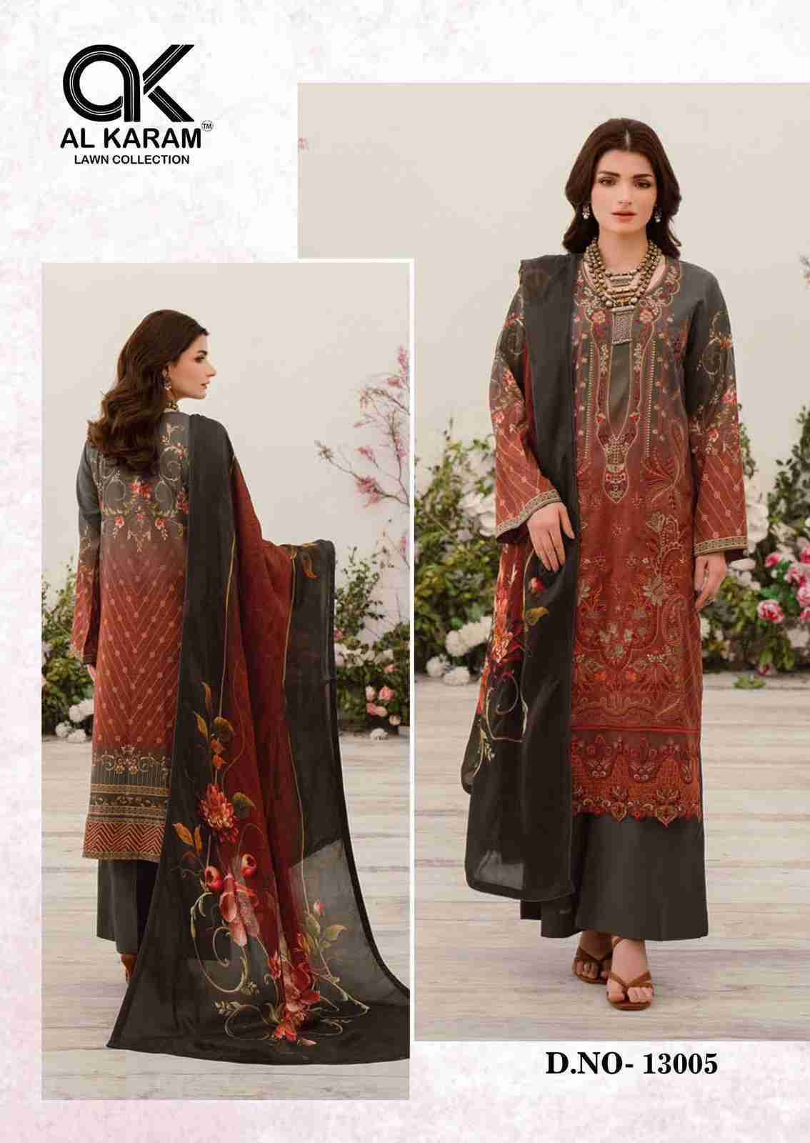 Kesariya Vol-13 By Al Karam Lawn Collection 13001 To 13006 Series Beautiful Festive Suits Colorful Stylish Fancy Casual Wear & Ethnic Wear Pure Cambric Embroidered Dresses At Wholesale Price