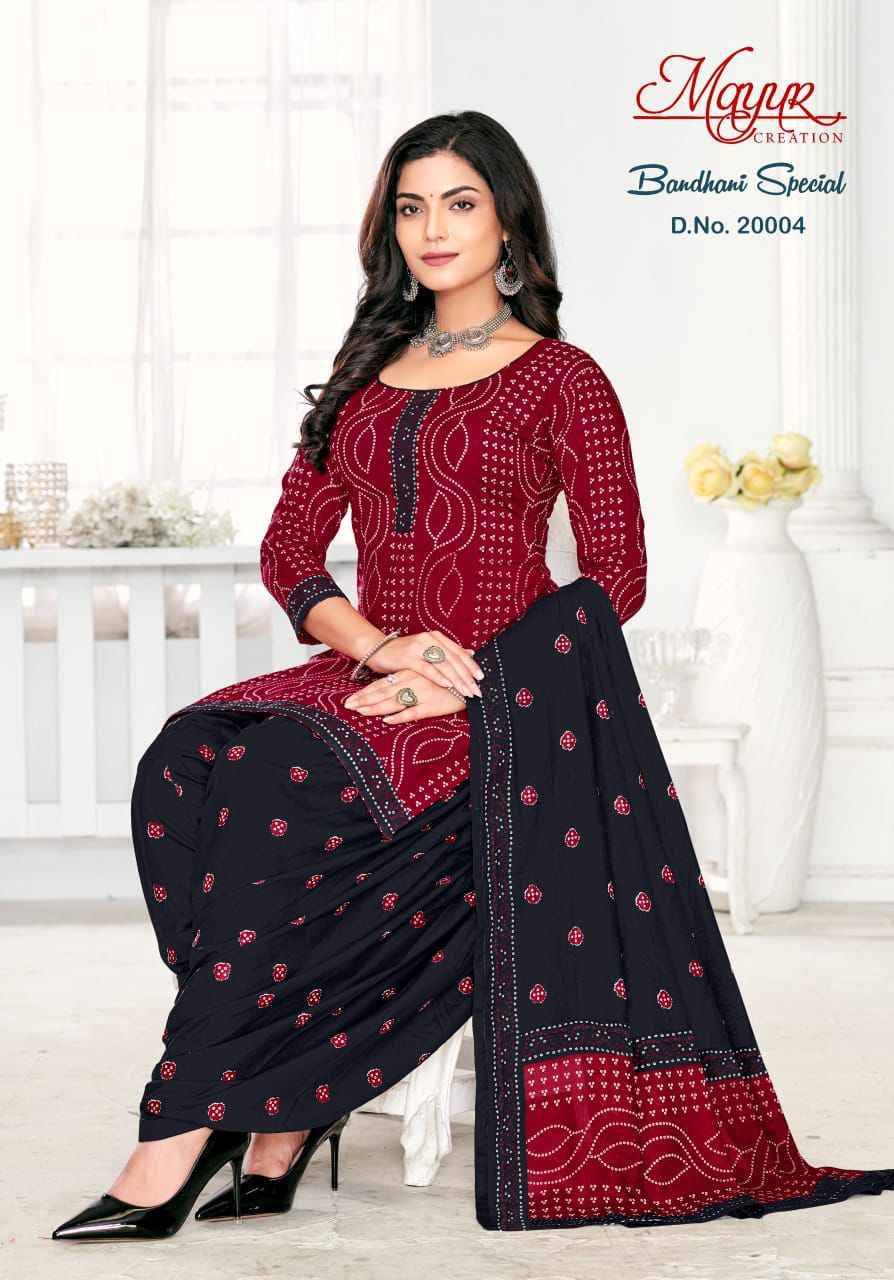 Bandhani Special Vol-20 By Mayur Creation 20001 To 20010 Series Beautiful Stylish Suits Fancy Colorful Casual Wear & Ethnic Wear & Ready To Wear Pure Cotton Dresses At Wholesale Price