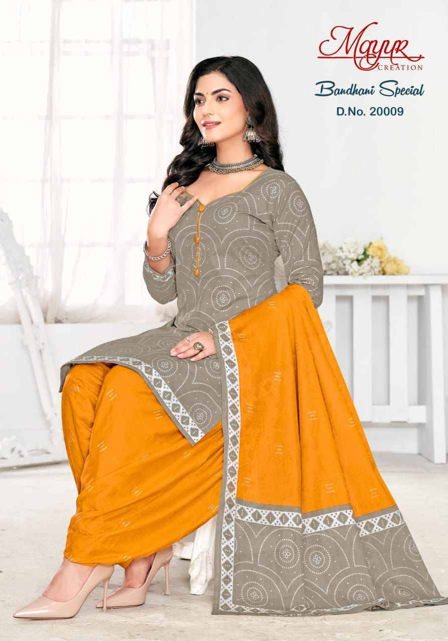 Bandhani Special Vol-20 By Mayur Creation 20001 To 20010 Series Beautiful Stylish Suits Fancy Colorful Casual Wear & Ethnic Wear & Ready To Wear Pure Cotton Dresses At Wholesale Price