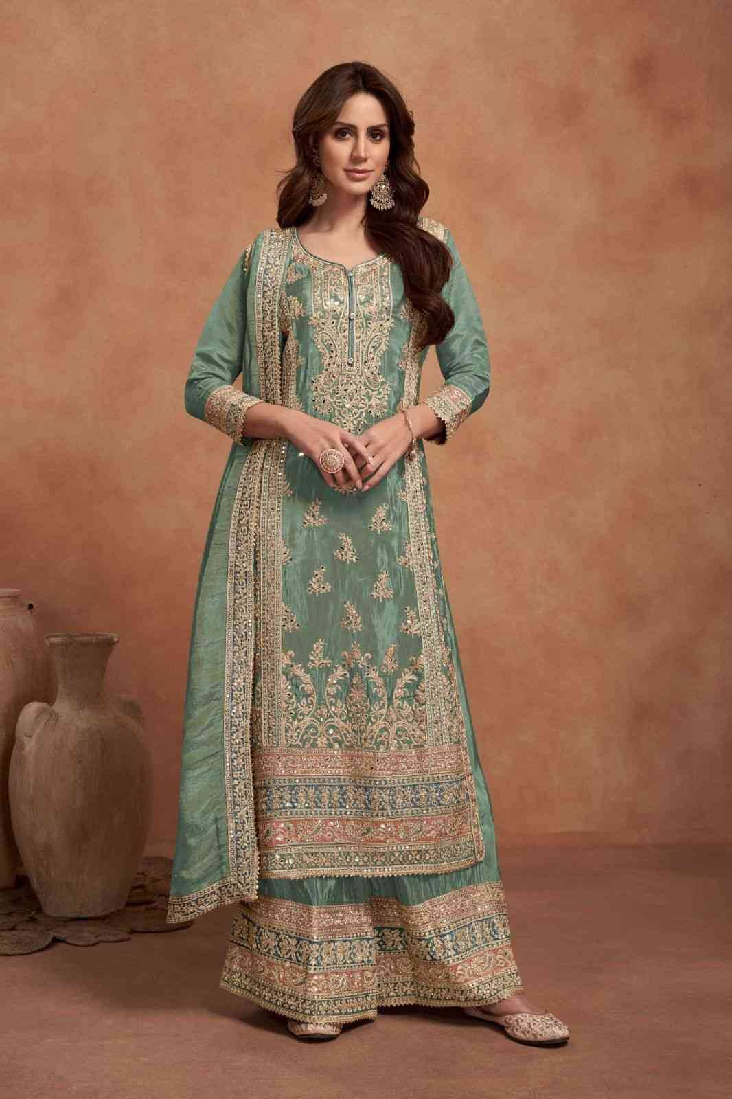 Nazia By Gulkayra Designer 7453-A To 7453-C Series Beautiful Sharara Suits Colorful Stylish Fancy Casual Wear & Ethnic Wear Silk Embroidery Dresses At Wholesale Price