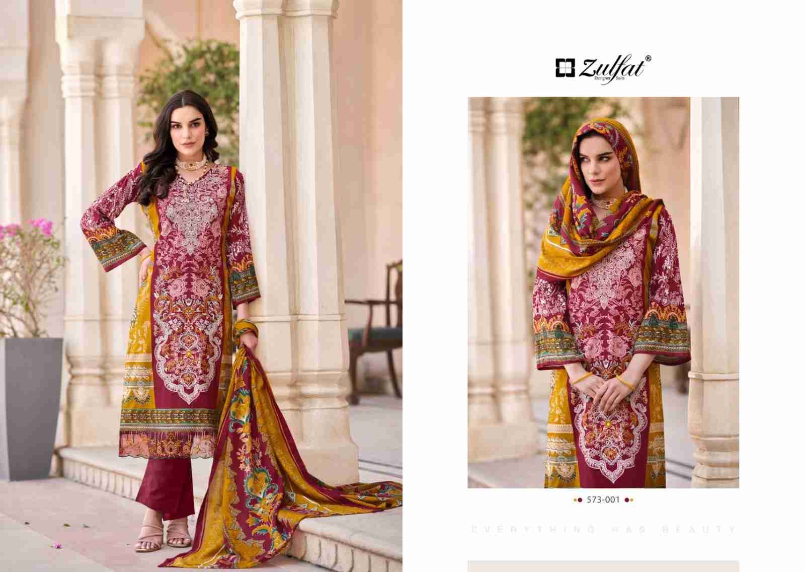 Gulrez Vol-3 By Zulfat 573-001 To 573-008 Series Beautiful Festive Suits Stylish Fancy Colorful Casual Wear & Ethnic Wear Pure Cotton Print Dresses At Wholesale Price