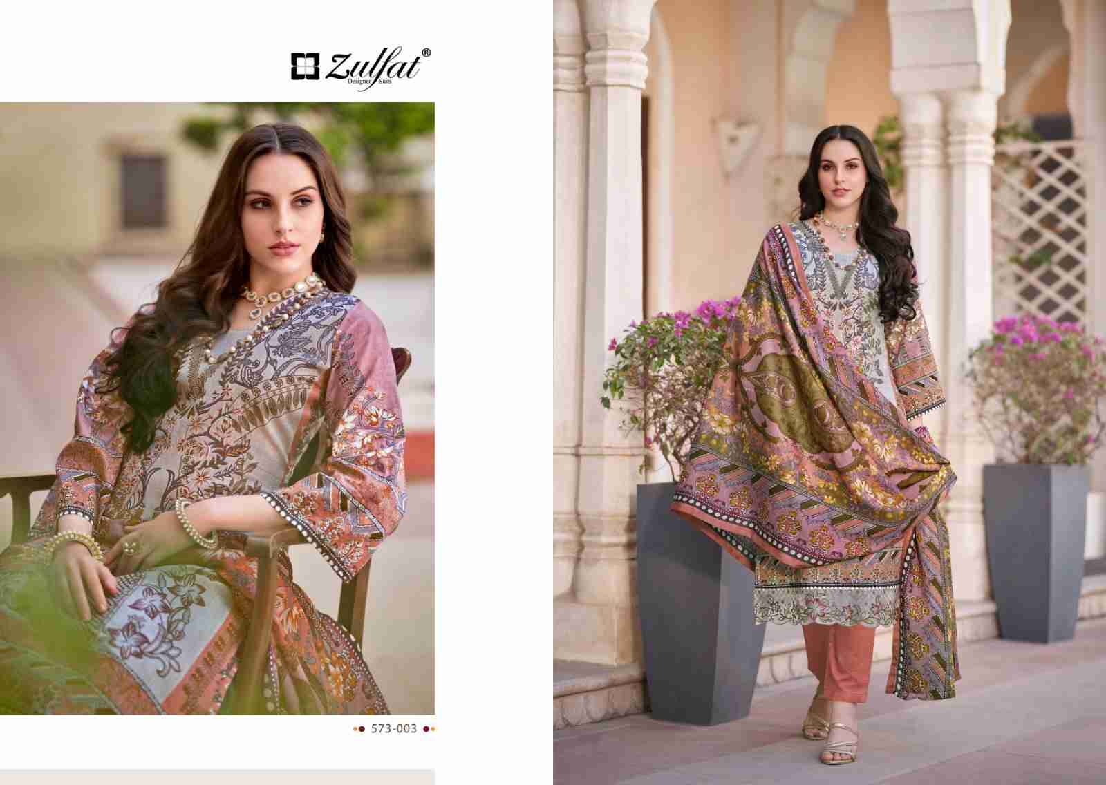 Gulrez Vol-3 By Zulfat 573-001 To 573-008 Series Beautiful Festive Suits Stylish Fancy Colorful Casual Wear & Ethnic Wear Pure Cotton Print Dresses At Wholesale Price